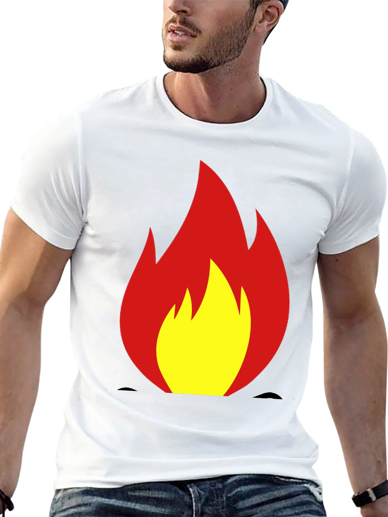 Fiery Flame Graphic Tee - Bold Black T-Shirt