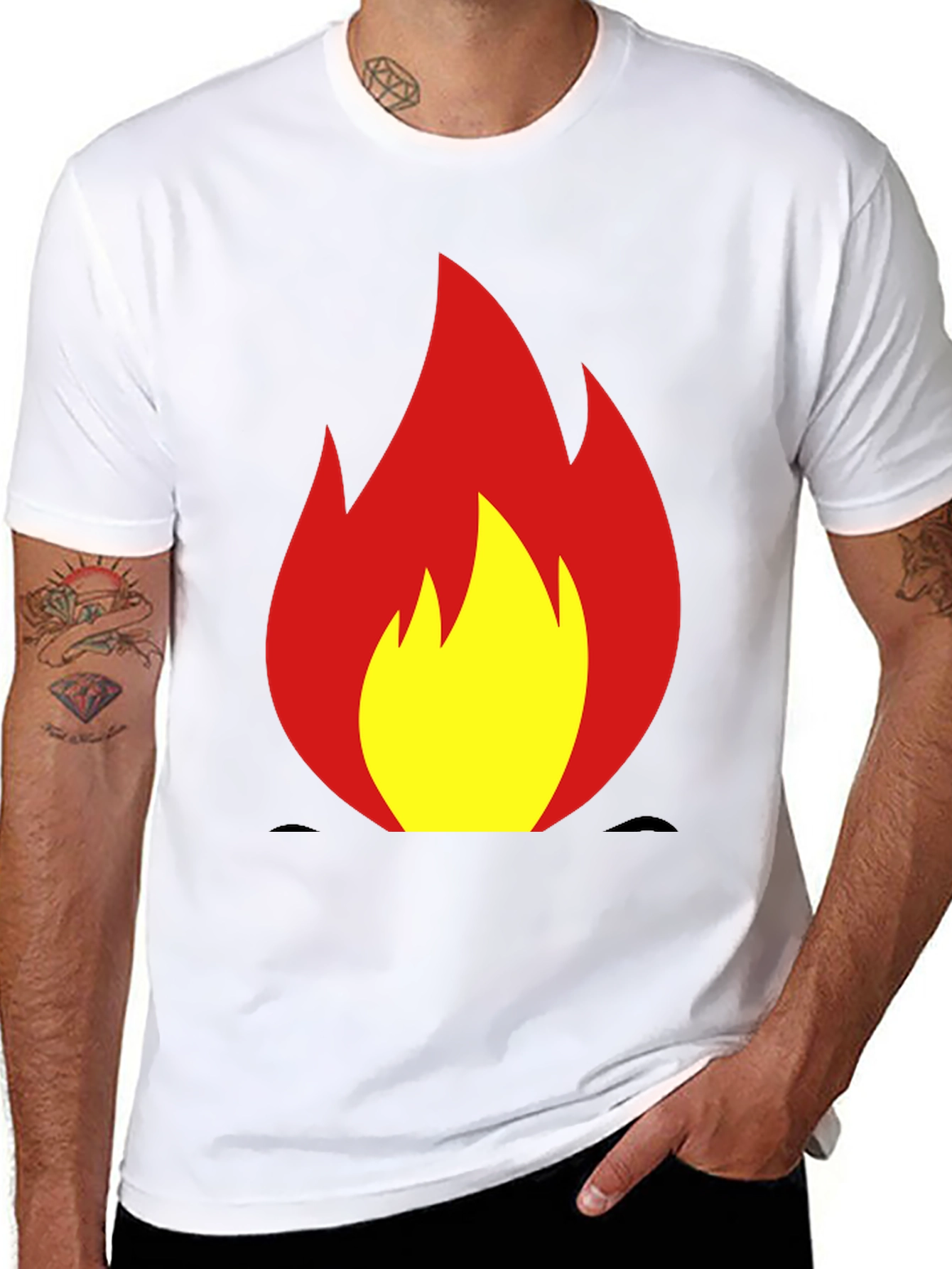 Fiery Flame Graphic Tee - Bold Black T-Shirt