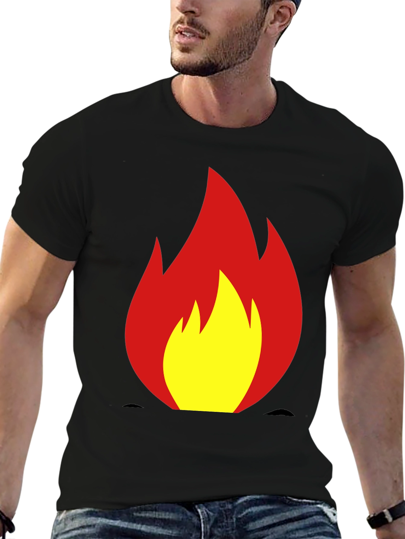 Fiery Flame Graphic Tee - Bold Black T-Shirt
