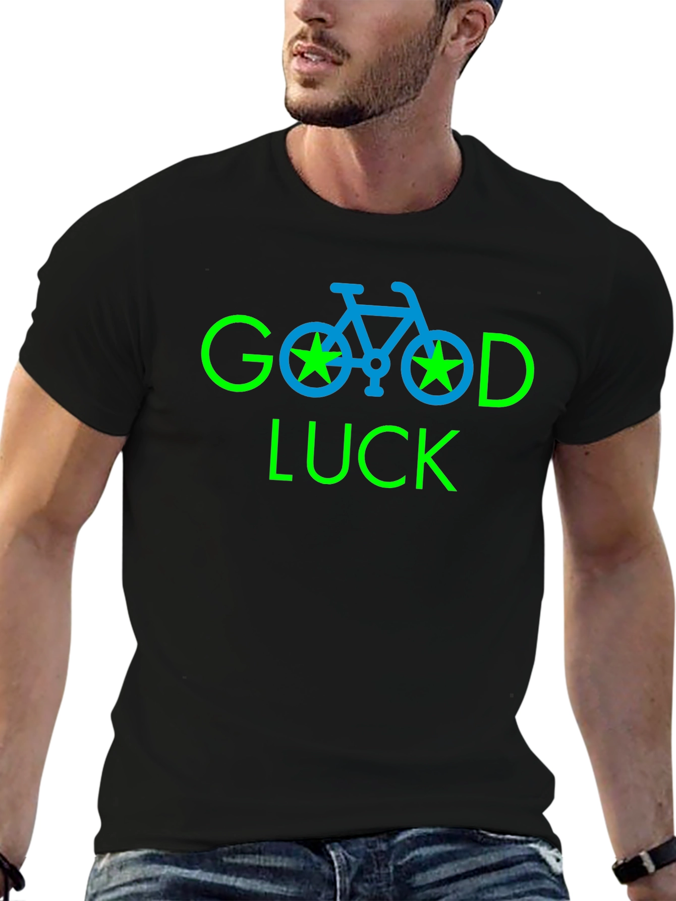 Good Luck Bicycle Graphic Tee - Black