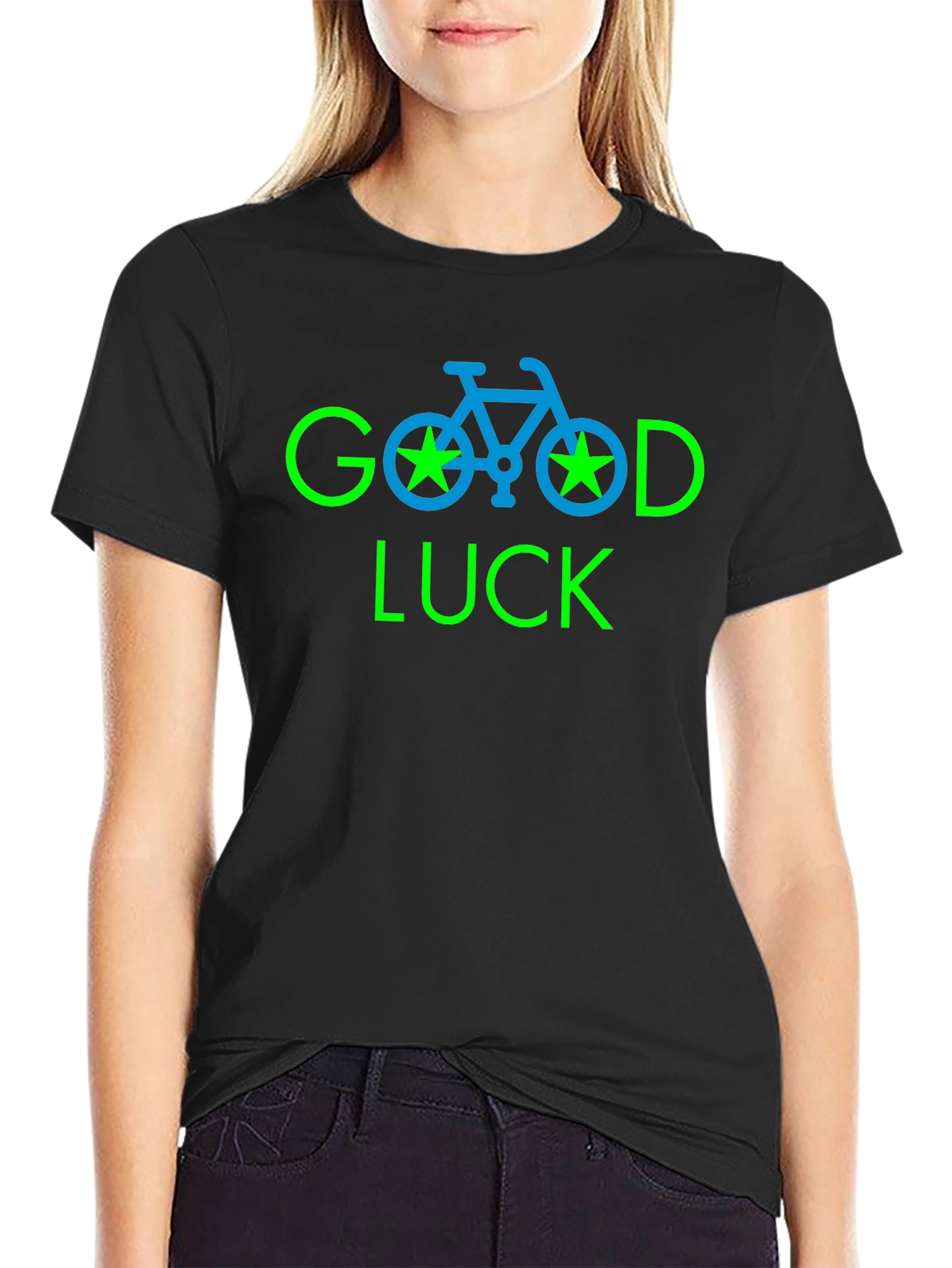 Good Luck Bicycle Graphic Tee - Black