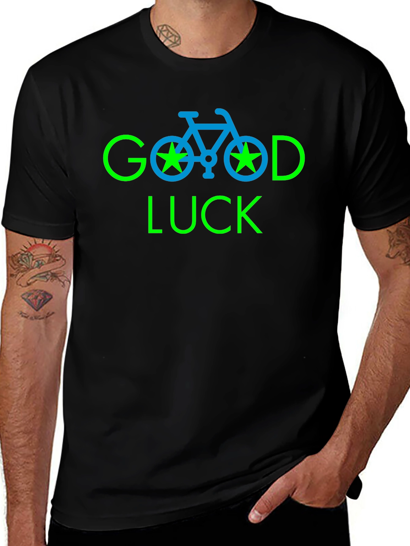Good Luck Bicycle Graphic Tee - Black