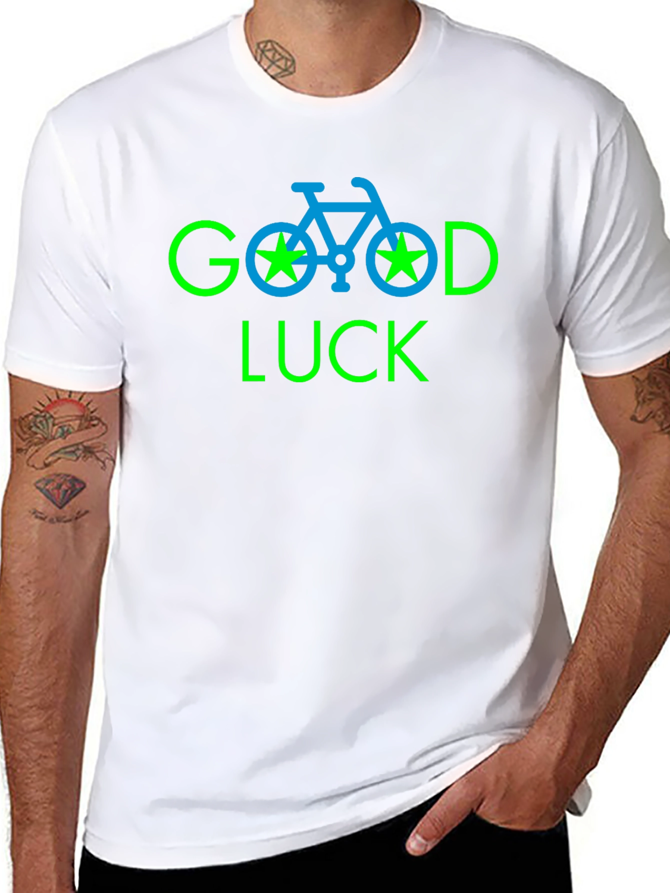 Good Luck Bicycle Graphic Tee - Black
