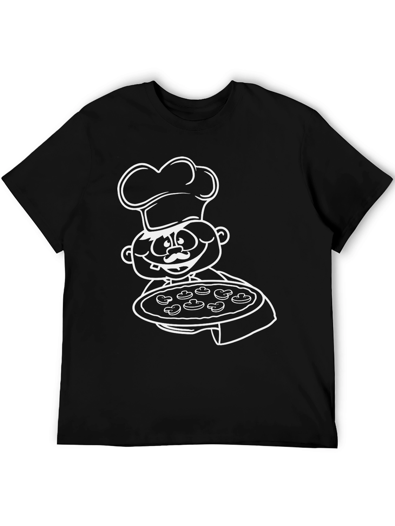 Pizza Chef Graphic Tee - Black Cotton T-Shirt