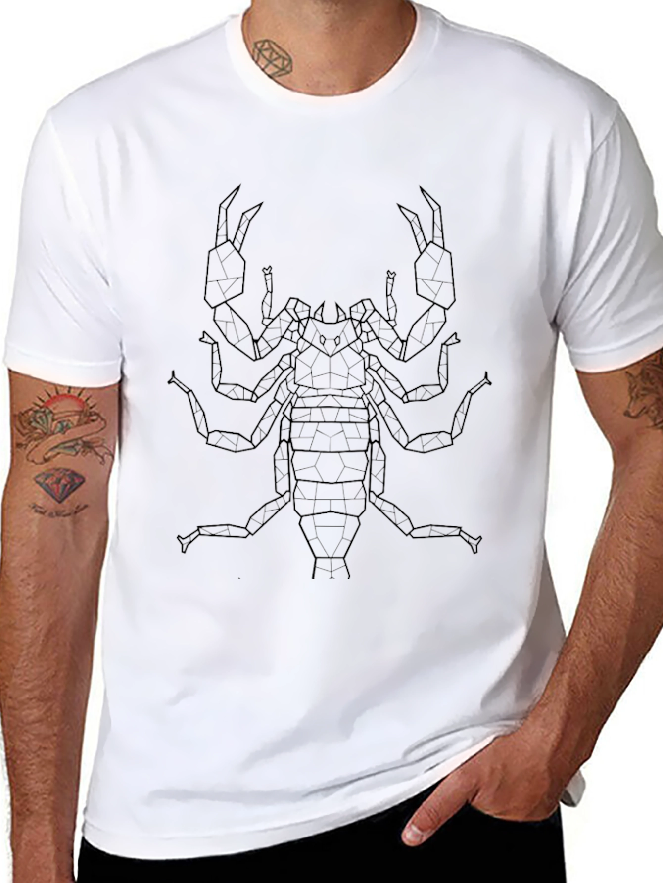 Geometric Scorpion Graphic Tee - Black
