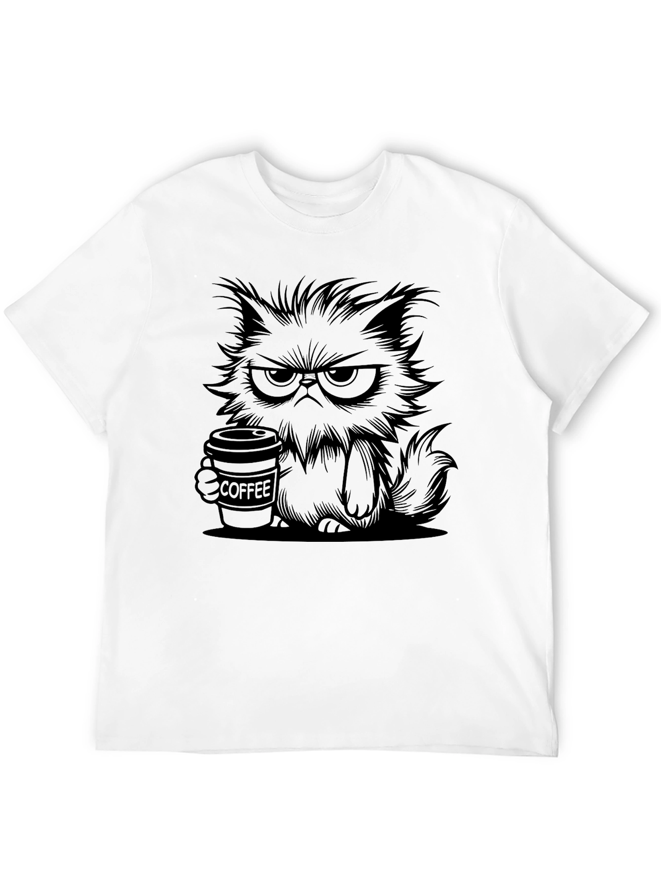 Grumpy Cat Coffee Graphic Tee - Black