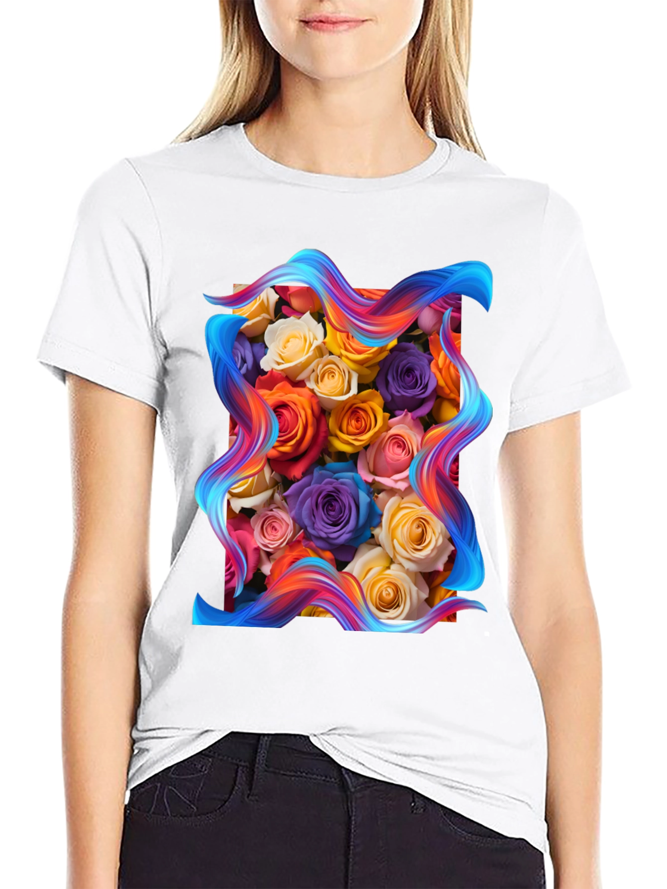 Floral Bouquet Graphic Tee - Artistic Style