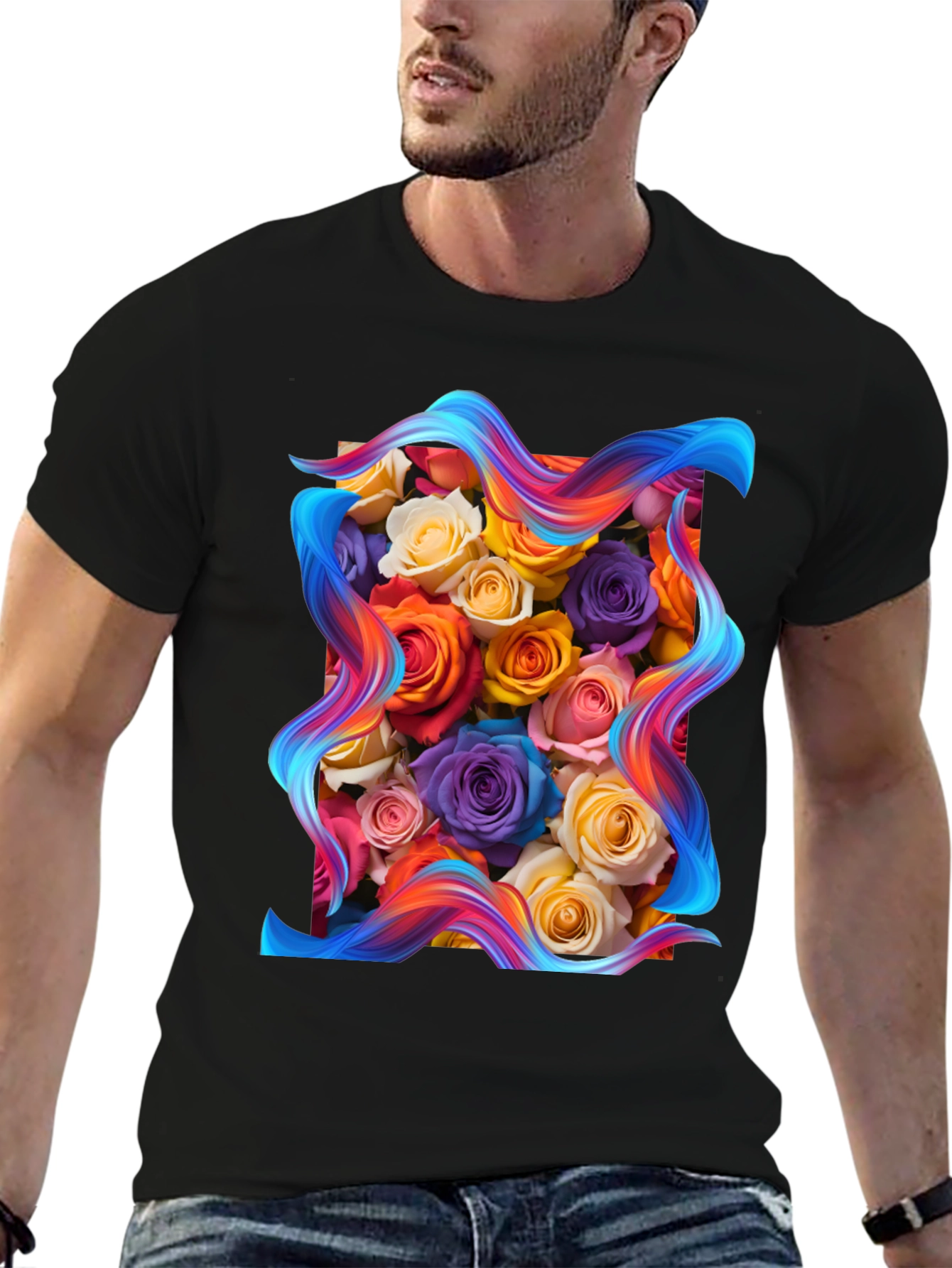 Floral Bouquet Graphic Tee - Artistic Style
