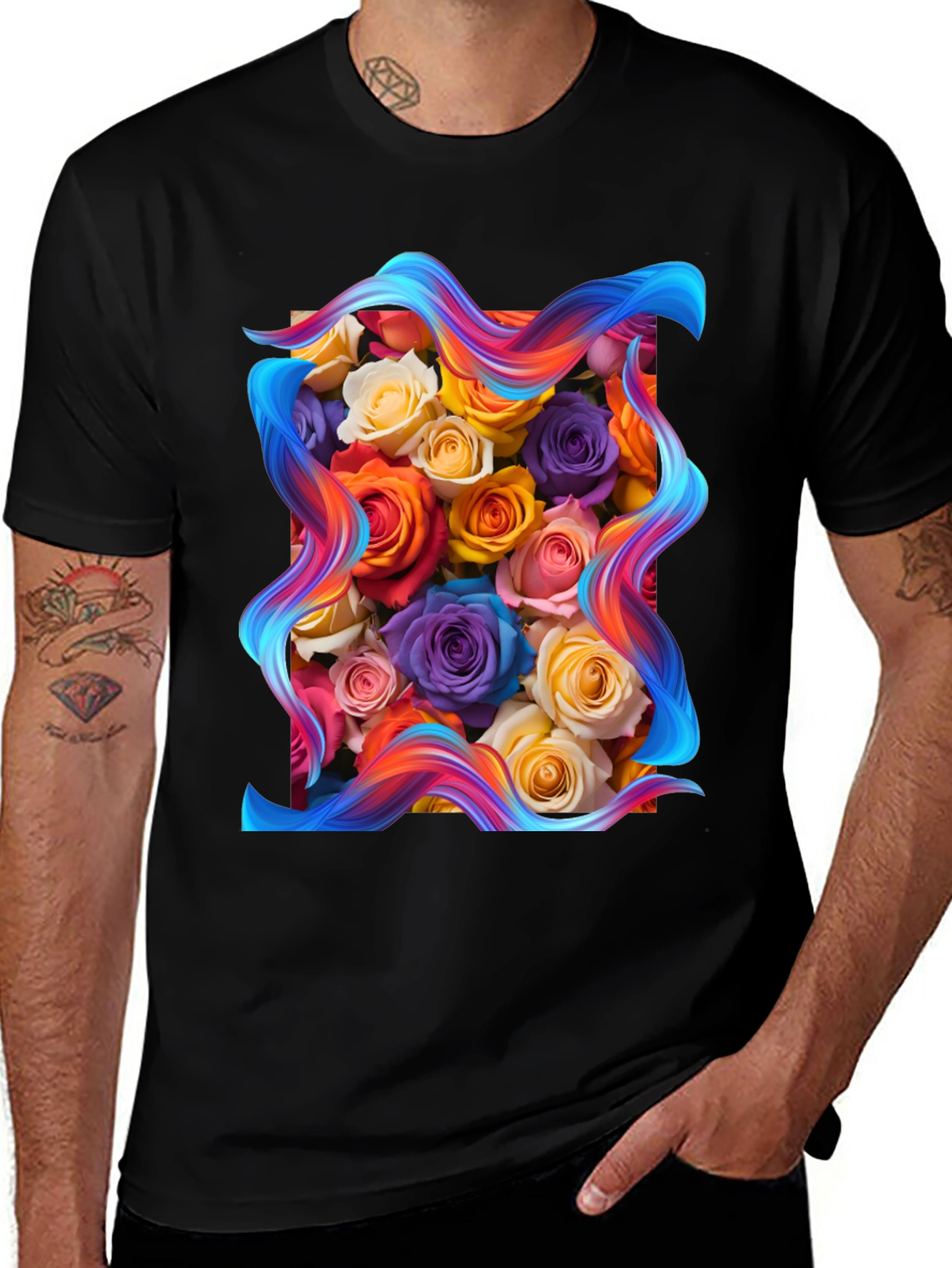 Floral Bouquet Graphic Tee - Artistic Style