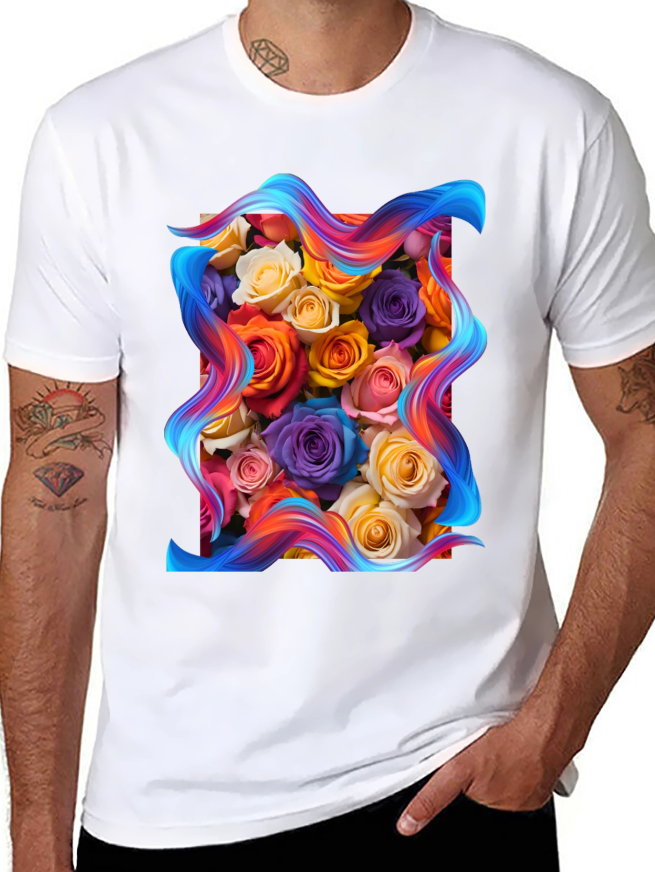 Floral Bouquet Graphic Tee - Artistic Style