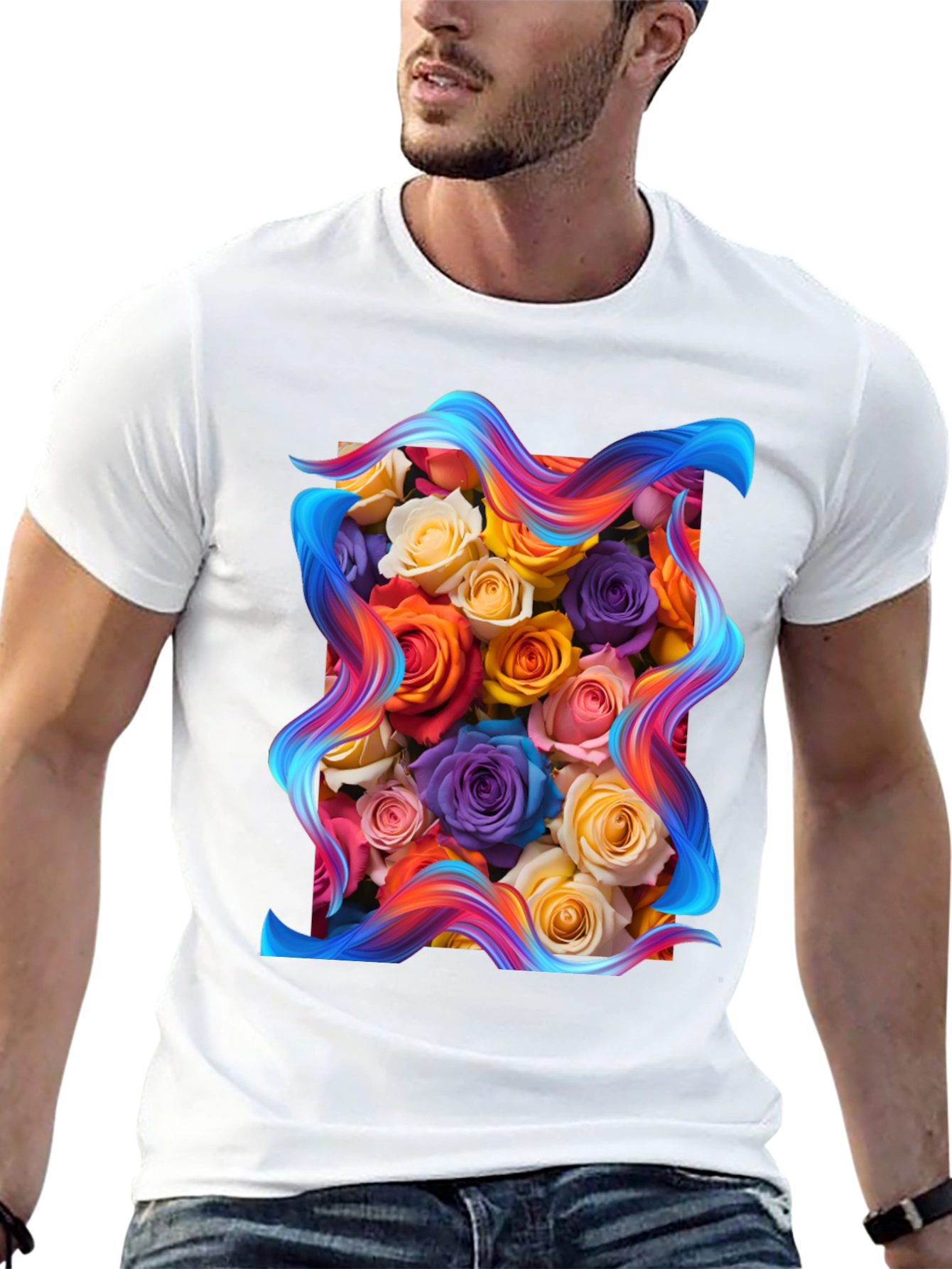Floral Bouquet Graphic Tee - Artistic Style