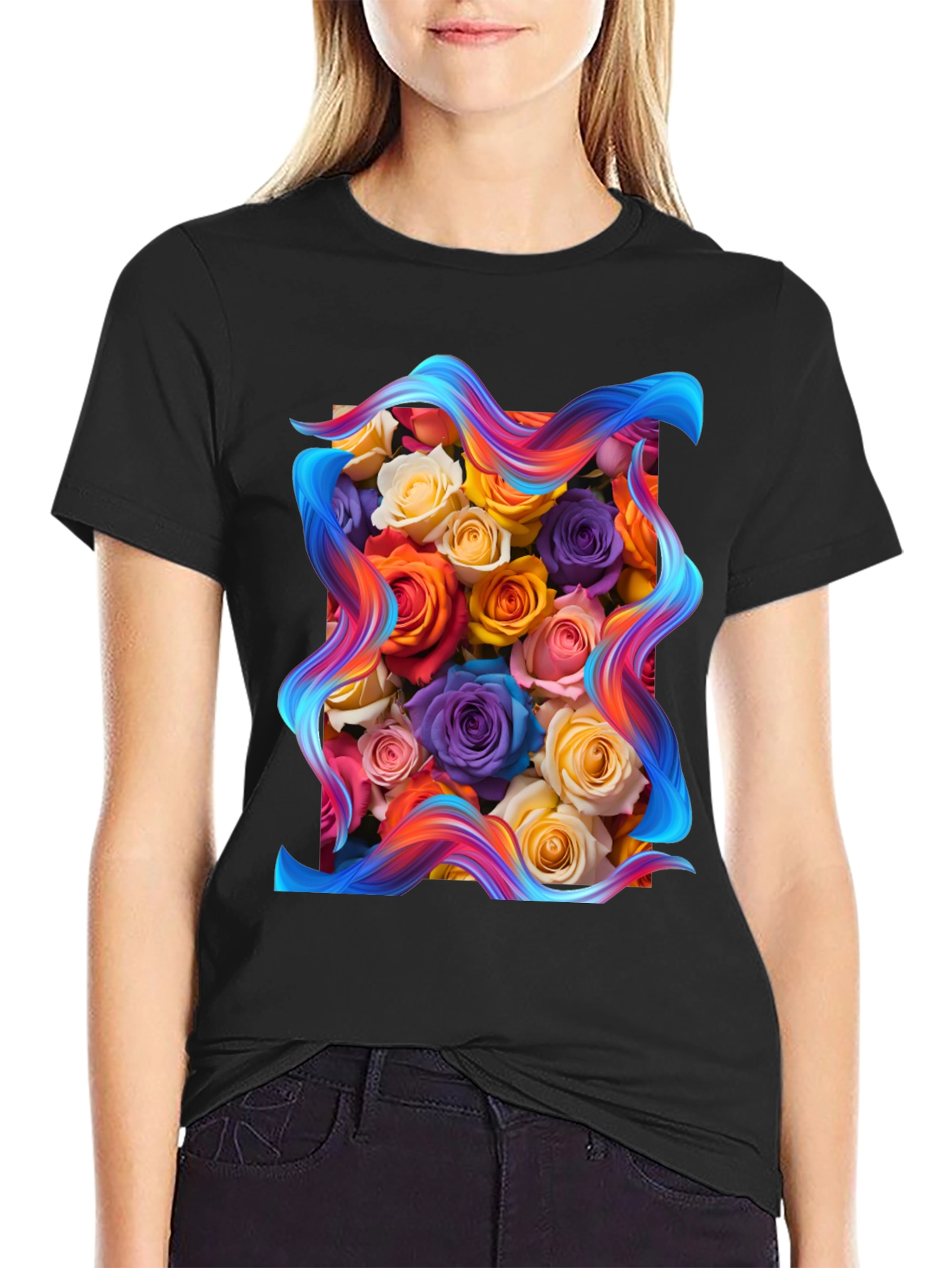 Floral Bouquet Graphic Tee - Artistic Style
