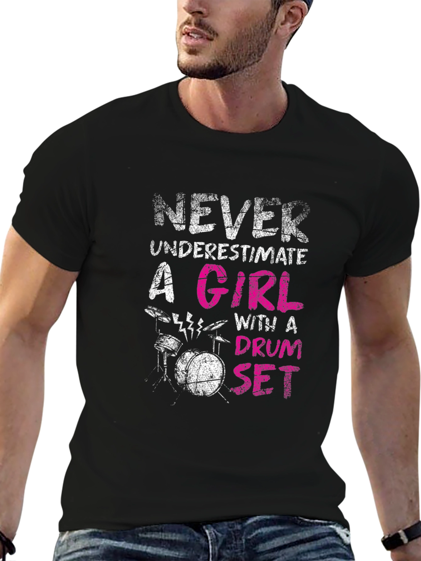 Never Underestimate Drum Set Girl T-Shirt