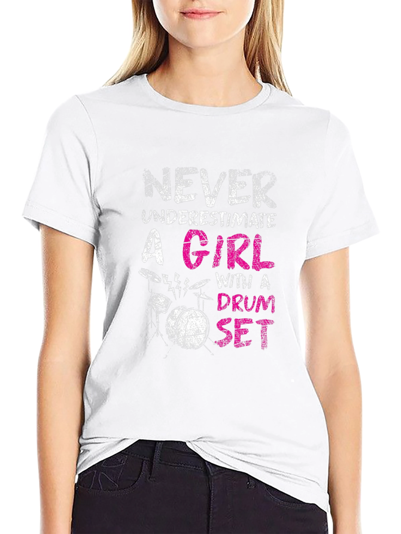 Never Underestimate Drum Set Girl T-Shirt