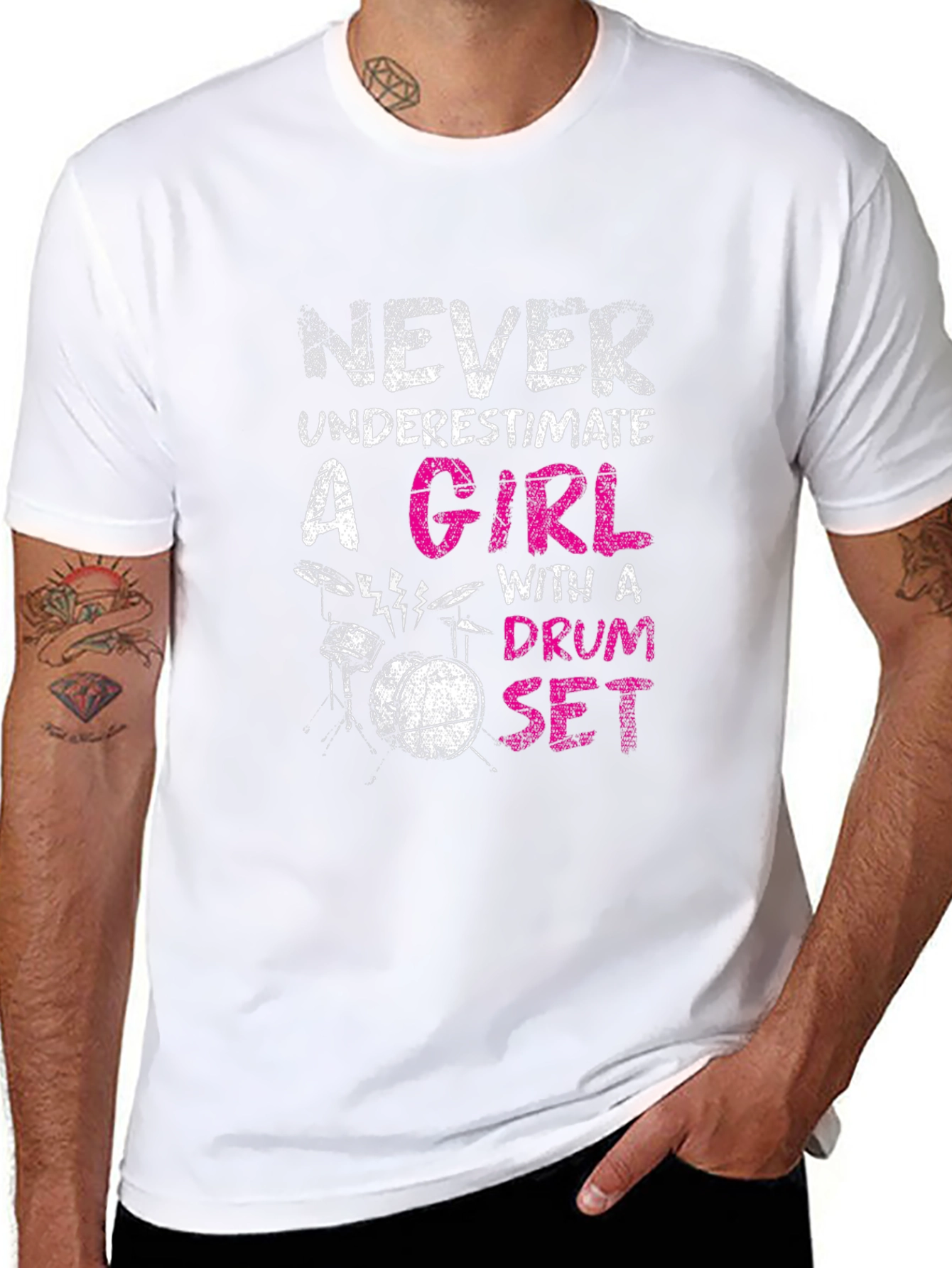 Never Underestimate Drum Set Girl T-Shirt