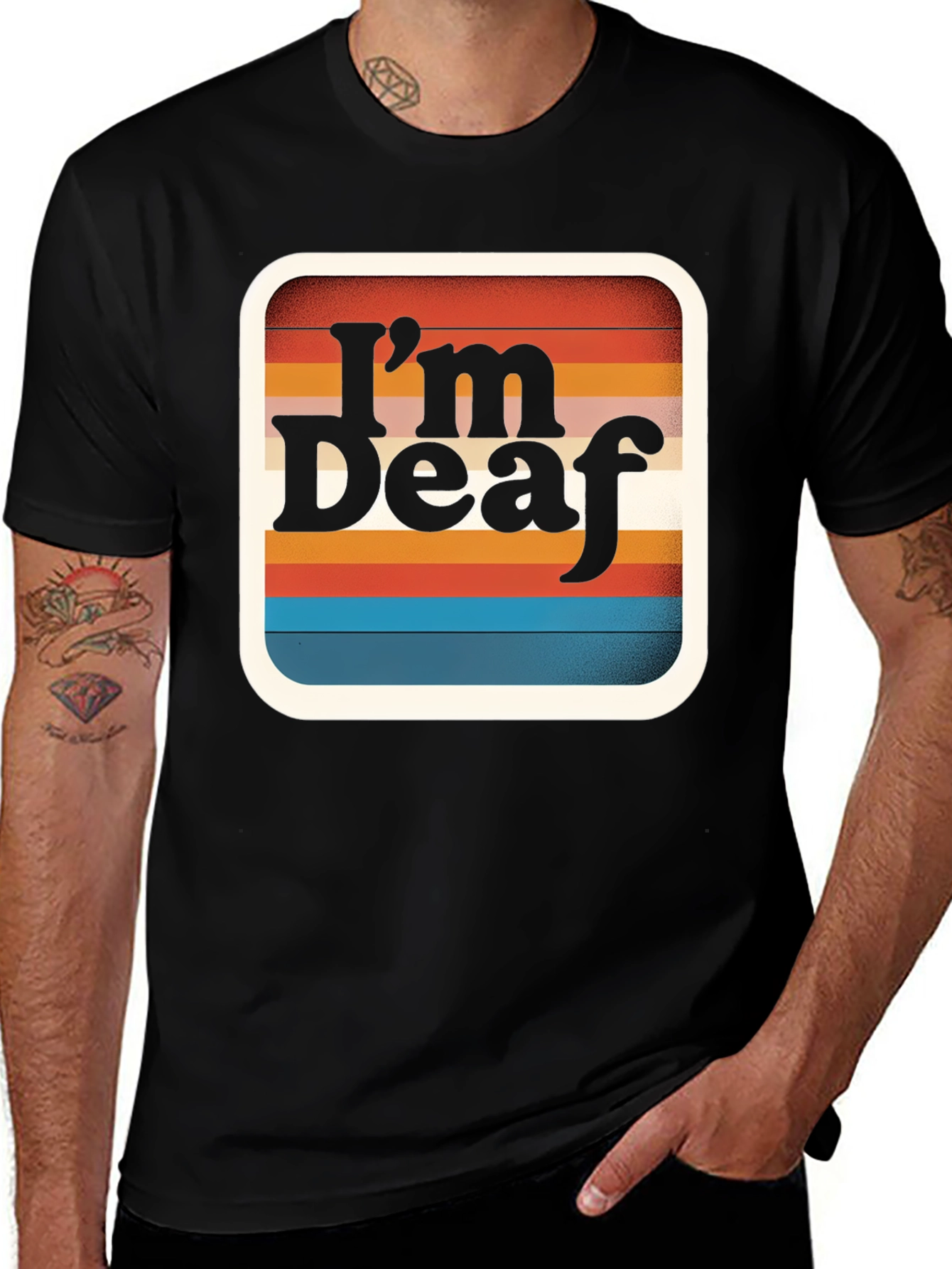 Im Deaf Retro Striped Graphic Tee