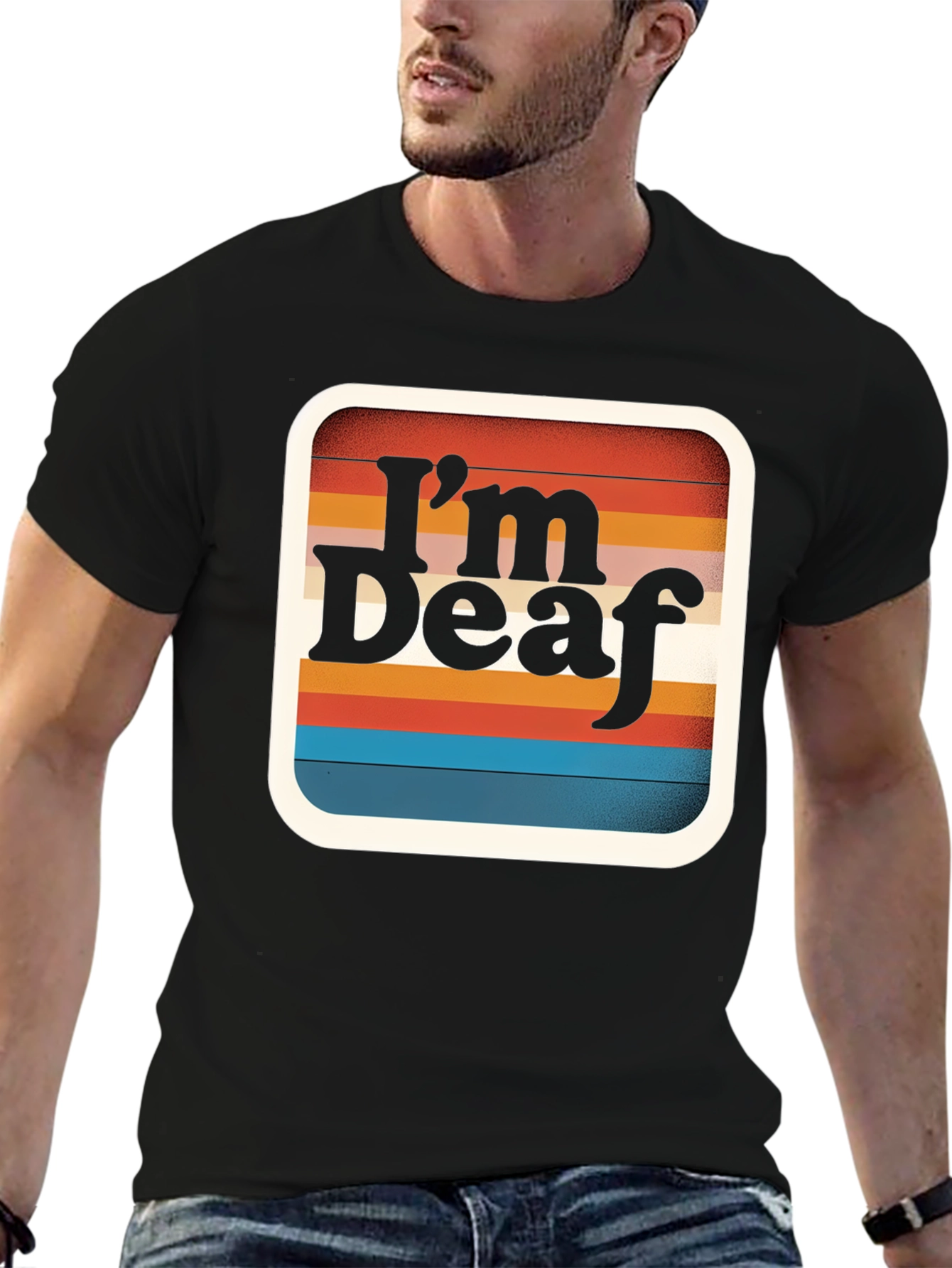 Im Deaf Retro Striped Graphic Tee