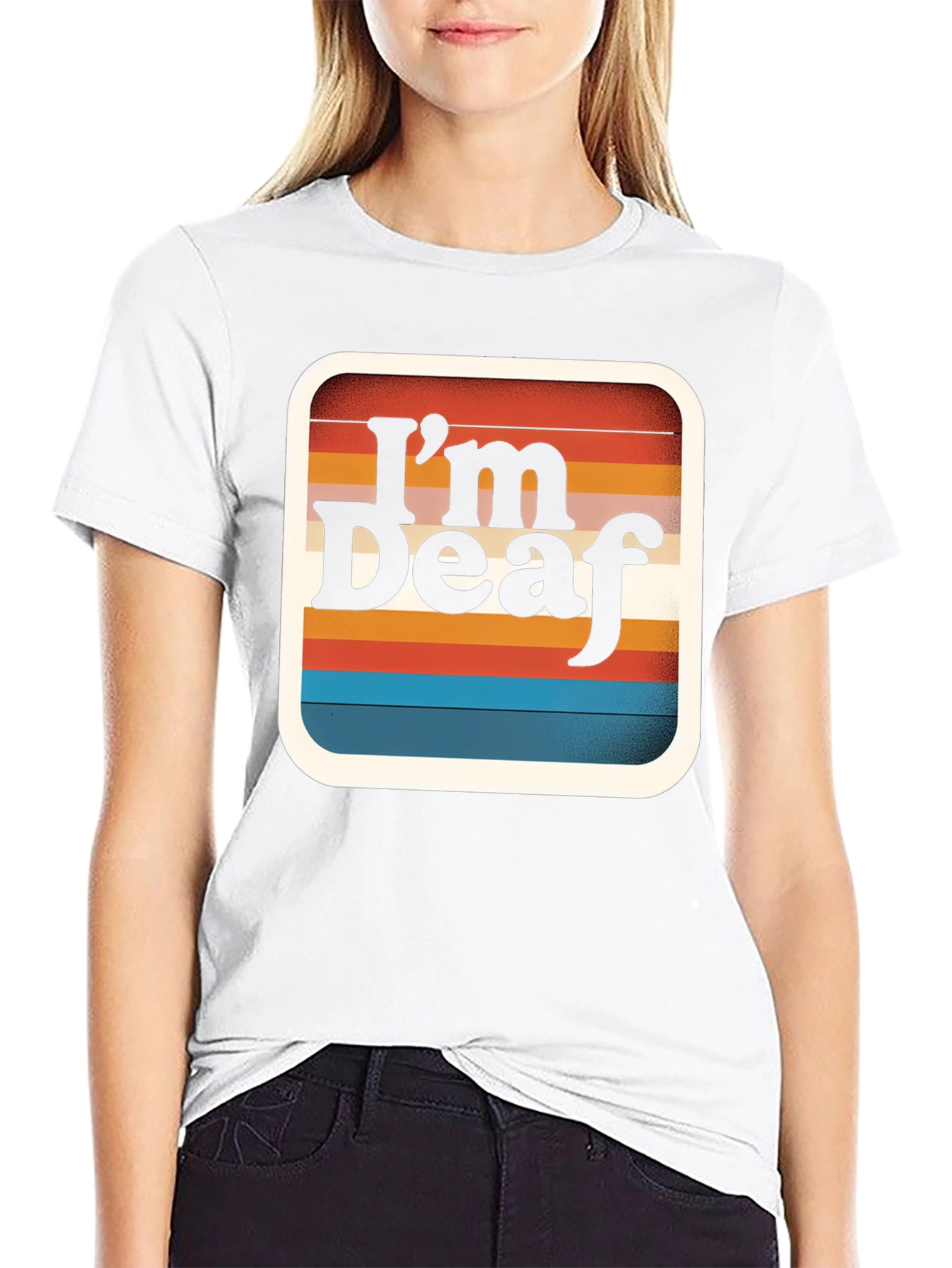 Im Deaf Retro Striped Graphic Tee