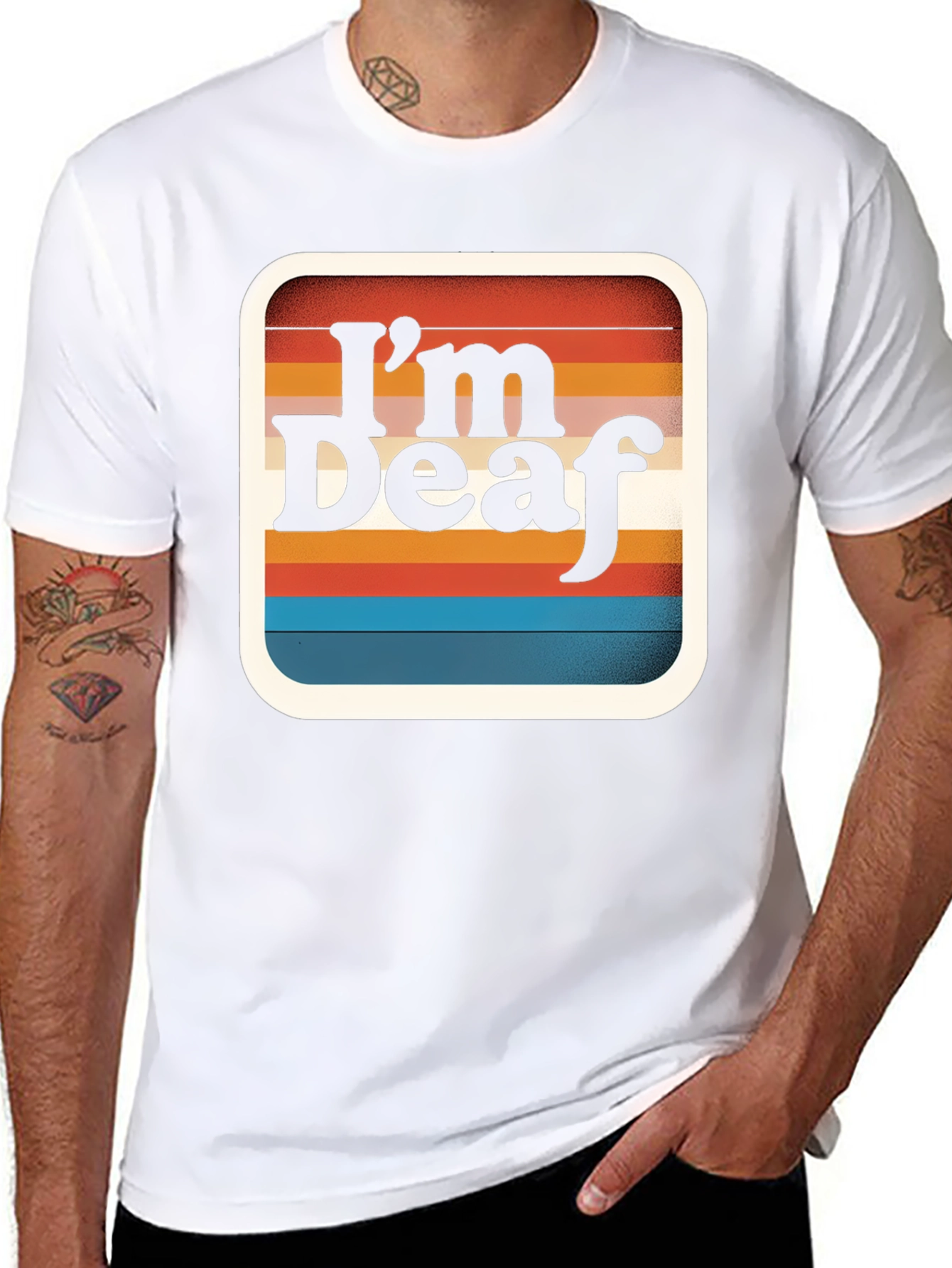 Im Deaf Retro Striped Graphic Tee