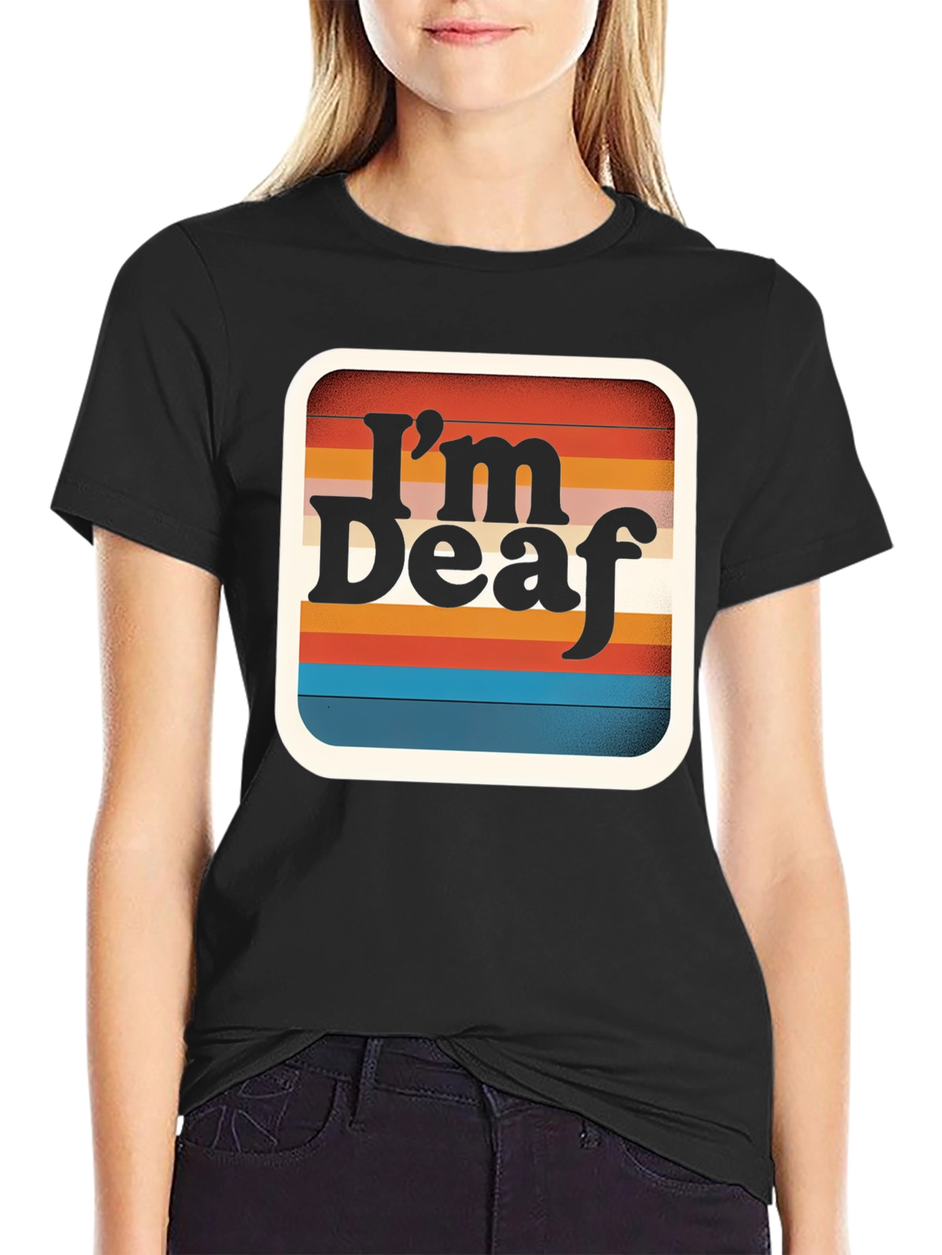 Im Deaf Retro Striped Graphic Tee