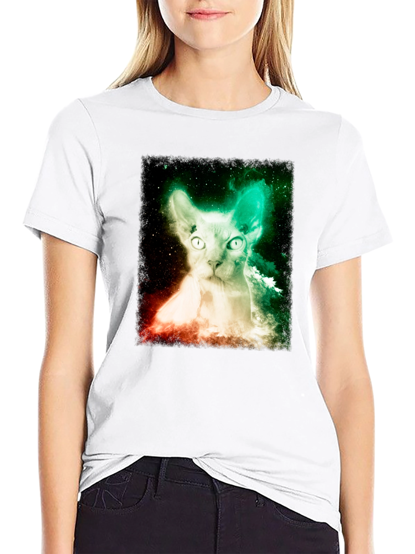 Nebula Sphynx Cat Graphic T-Shirt
