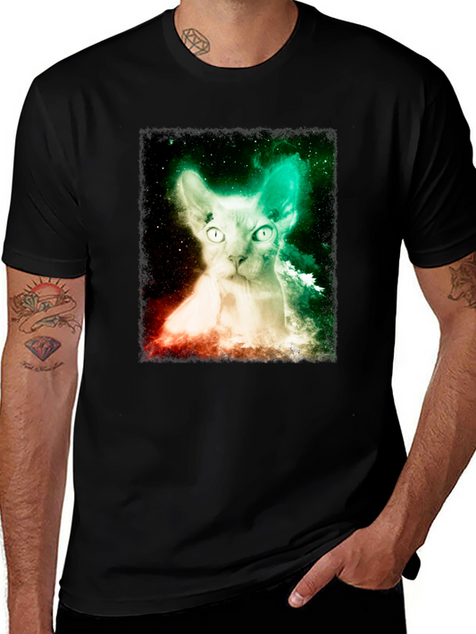 Nebula Sphynx Cat Graphic T-Shirt