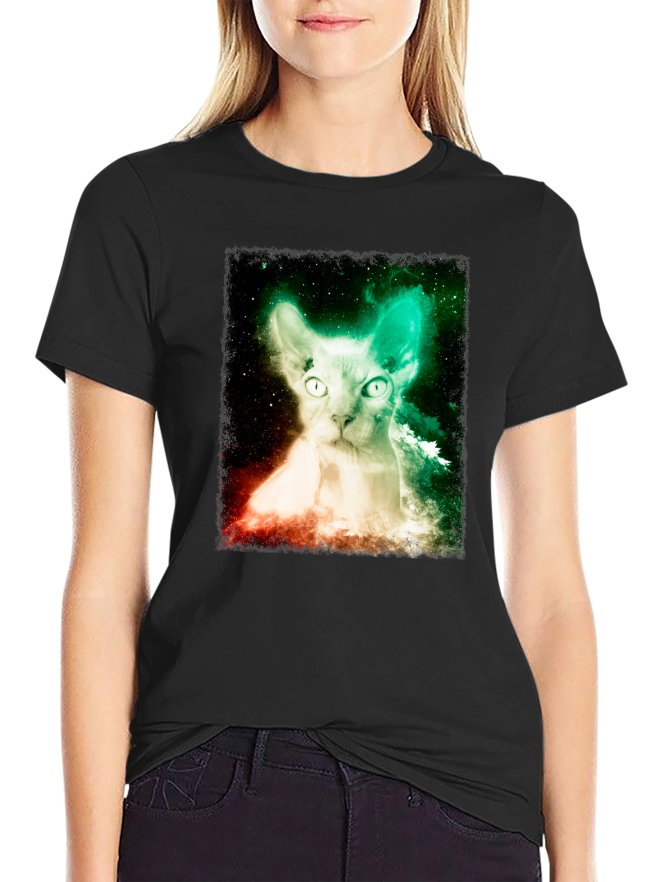 Nebula Sphynx Cat Graphic T-Shirt