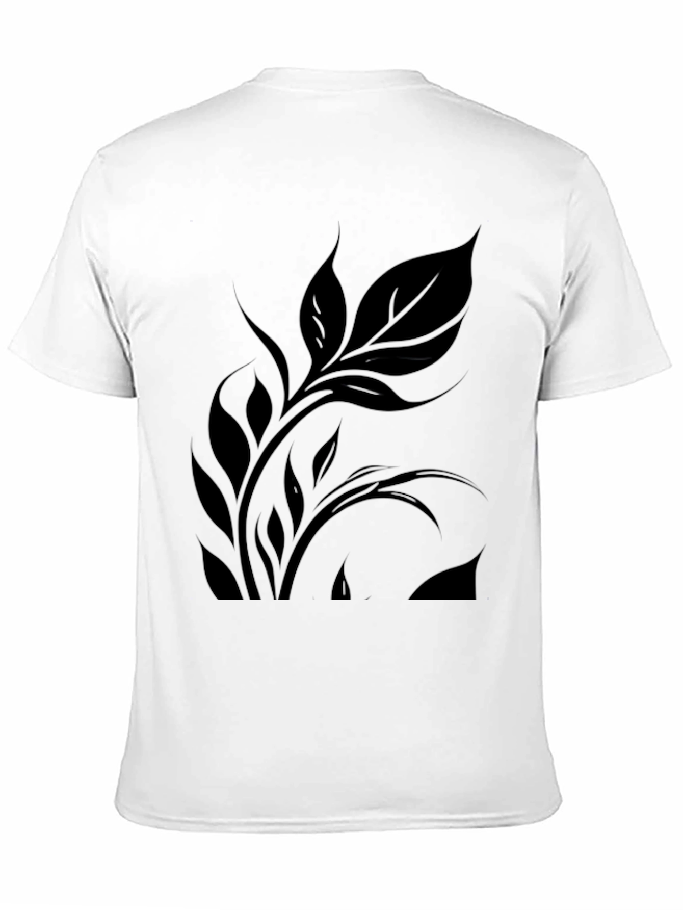 Elegant Black Leaf Design T-Shirt