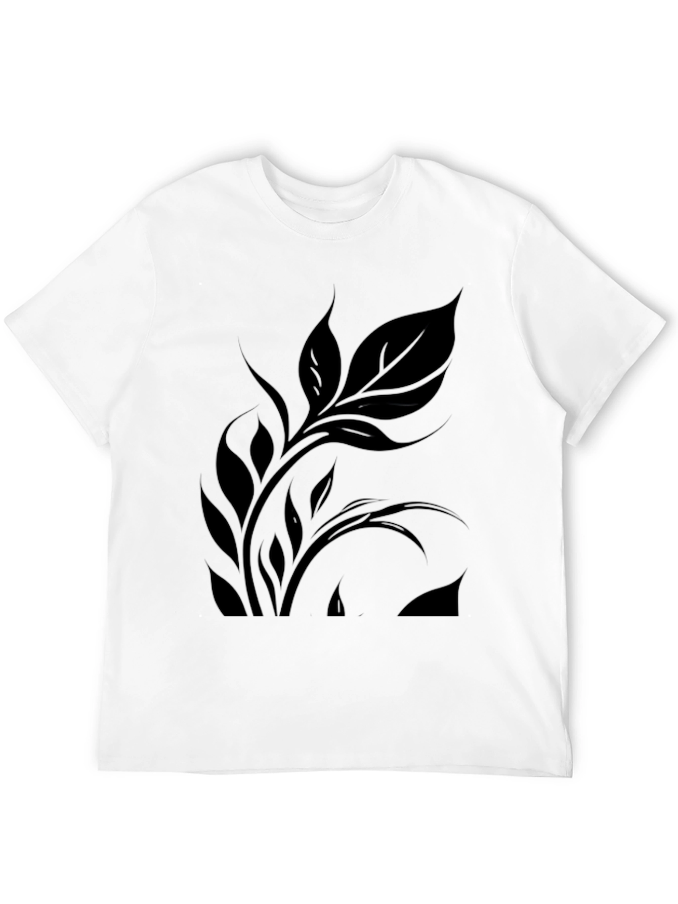 Elegant Black Leaf Design T-Shirt