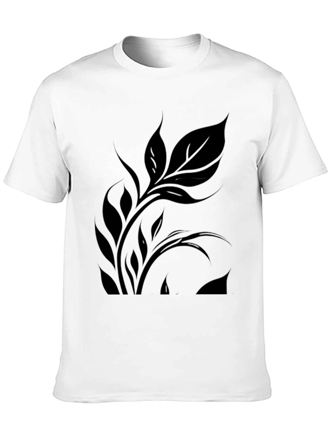 Elegant Black Leaf Design T-Shirt