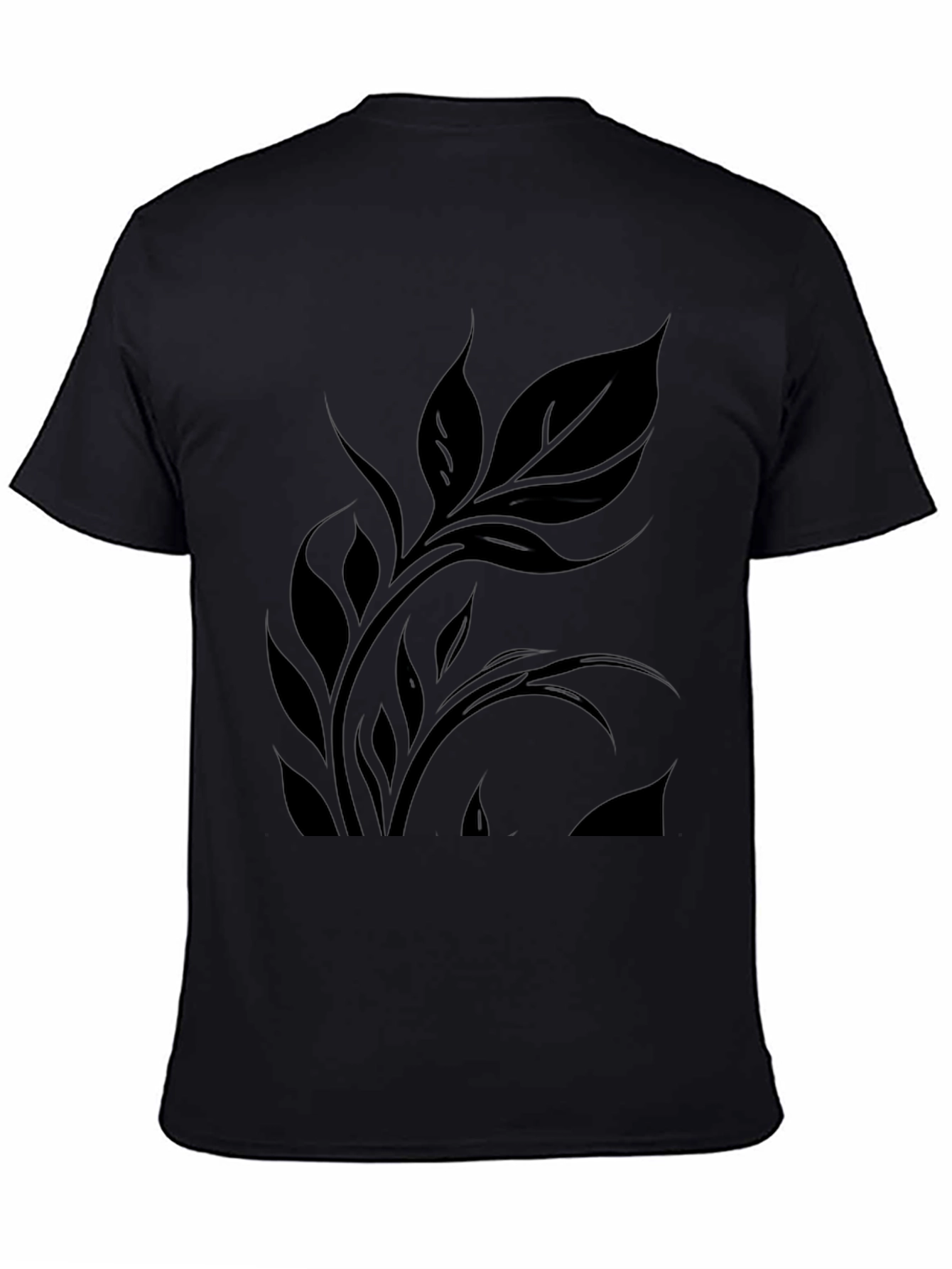 Elegant Black Leaf Design T-Shirt