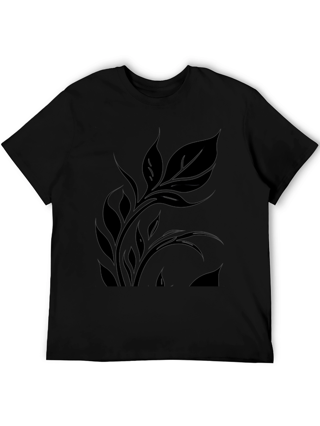 Elegant Black Leaf Design T-Shirt
