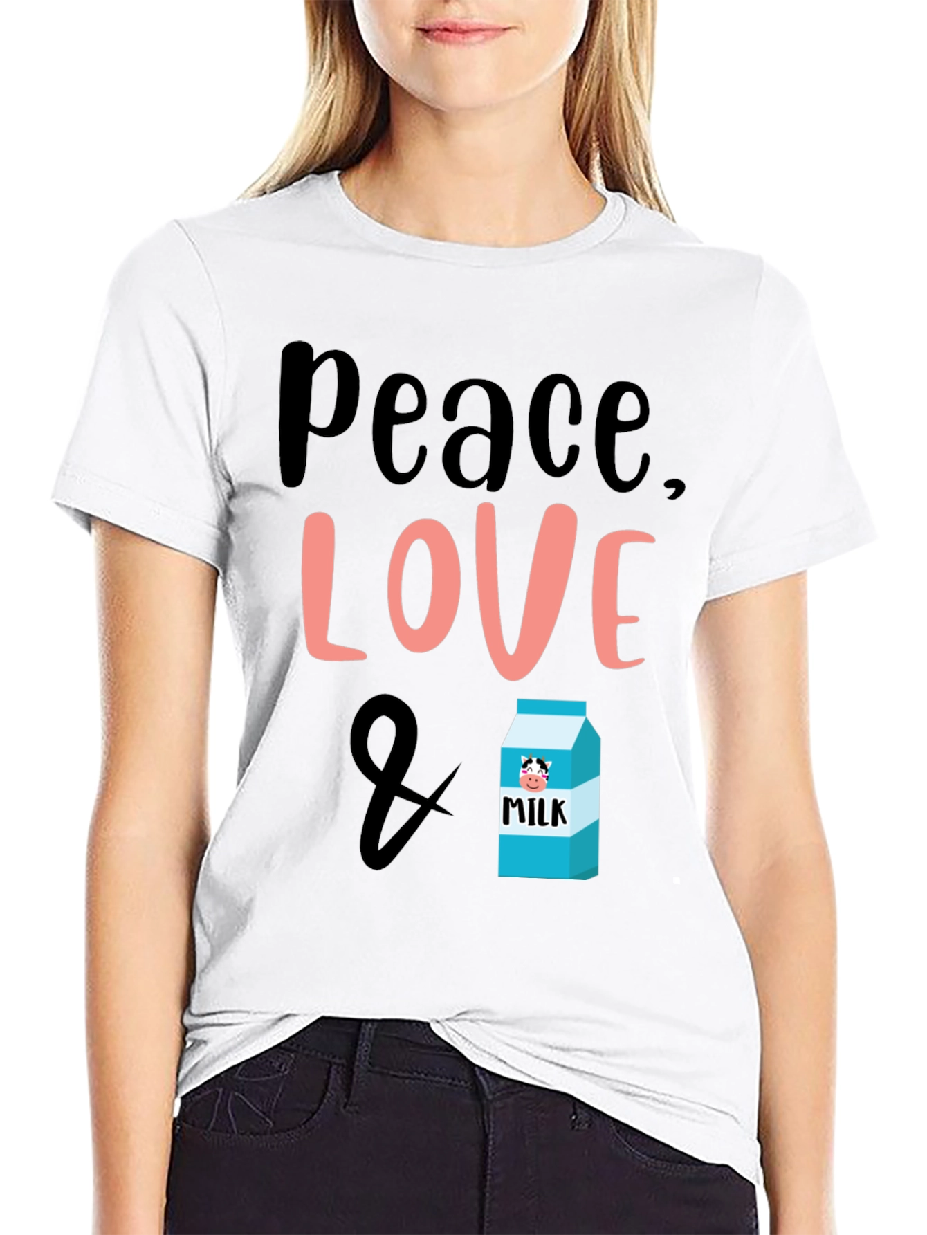 Peace Love & Milk T-Shirt - Cute Graphic Tee
