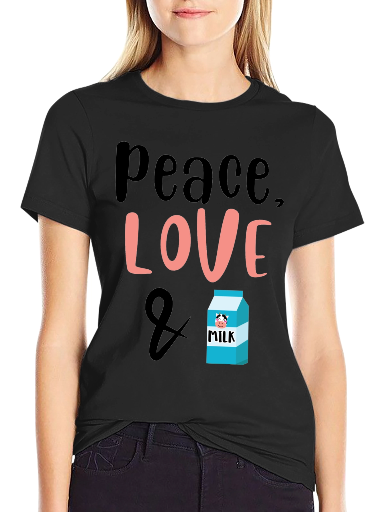 Peace Love & Milk T-Shirt - Cute Graphic Tee