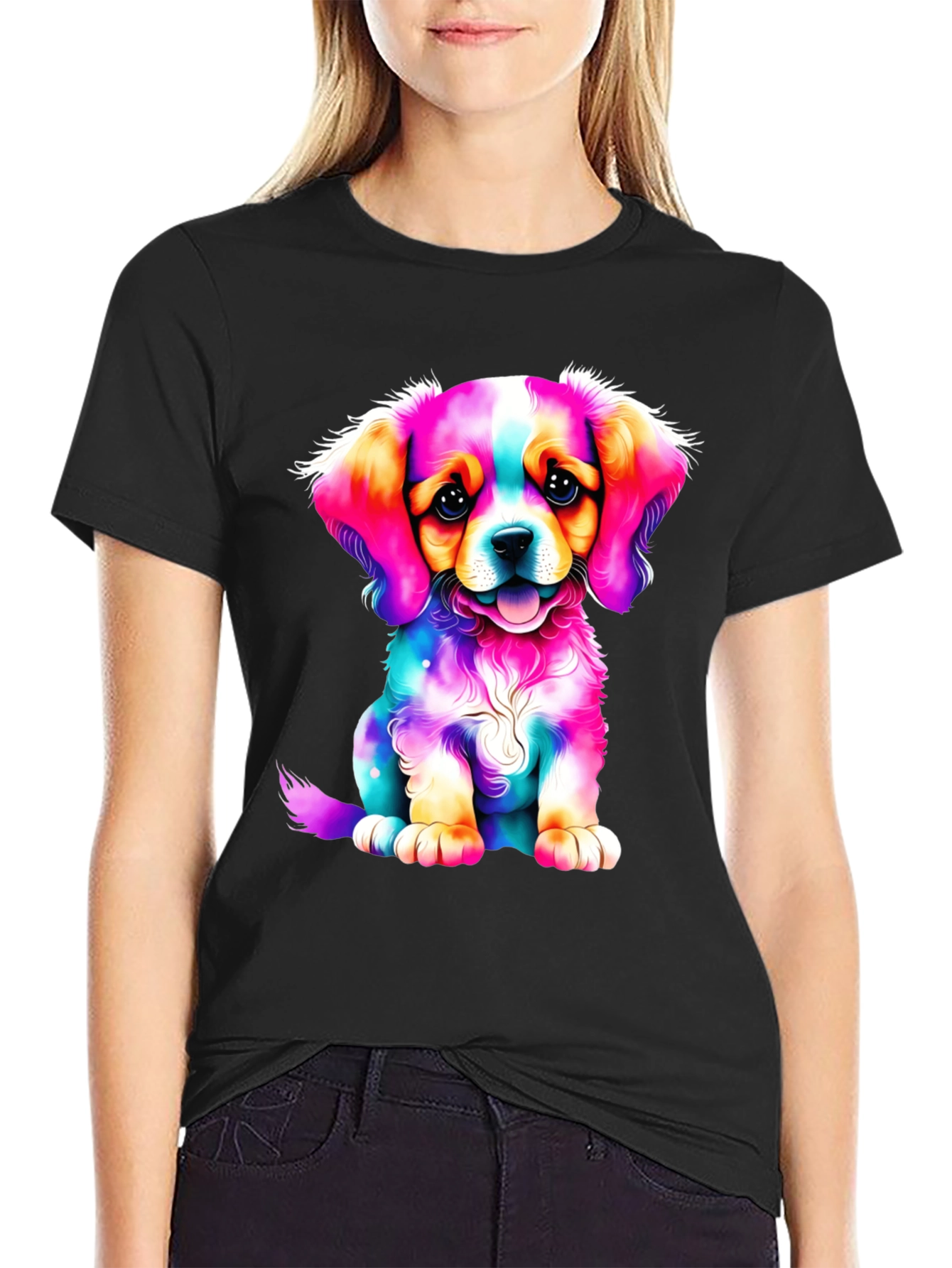 Colorful Puppy Graphic Tee