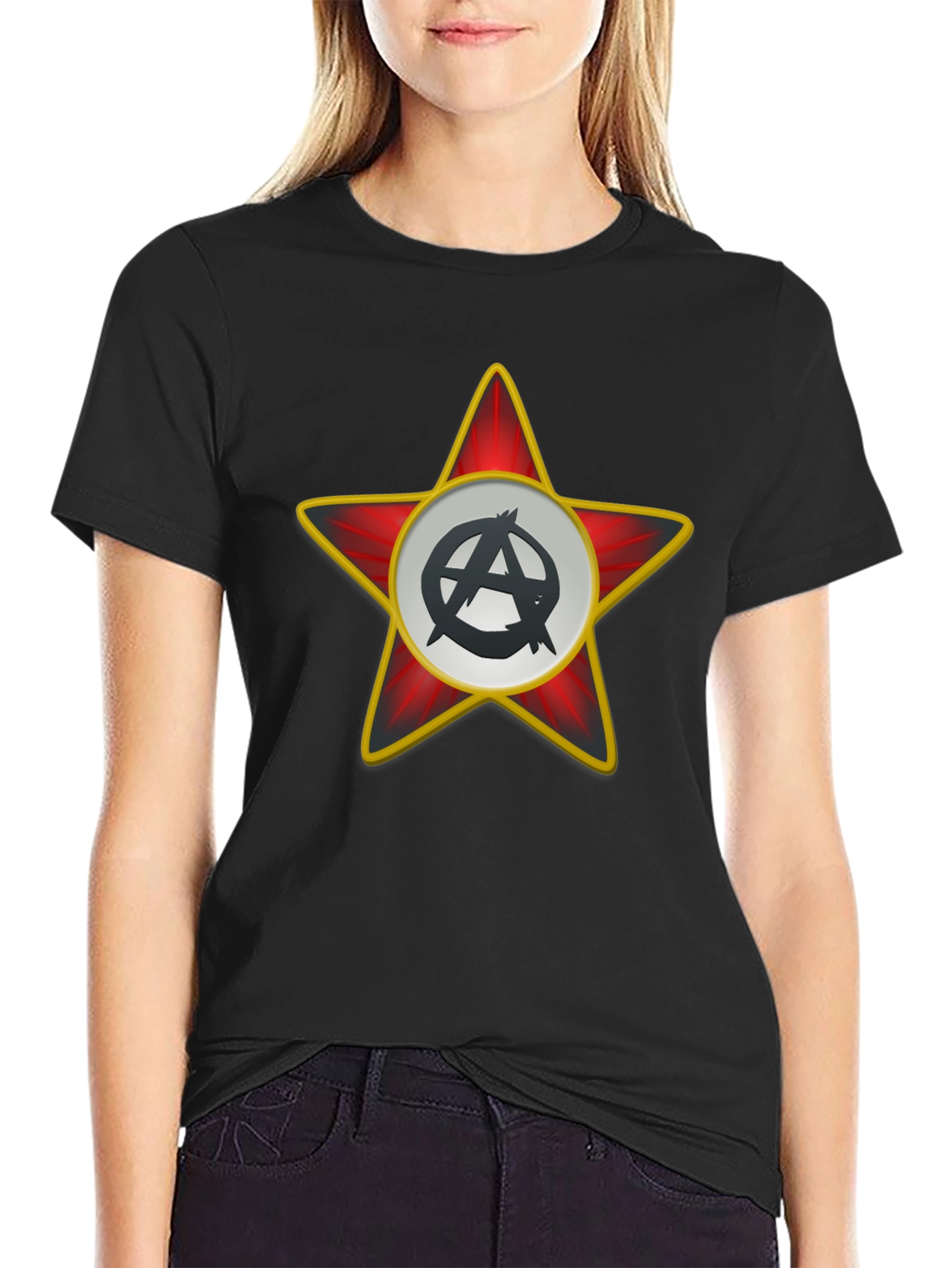 Anarchy Star Graphic T-Shirt - Black
