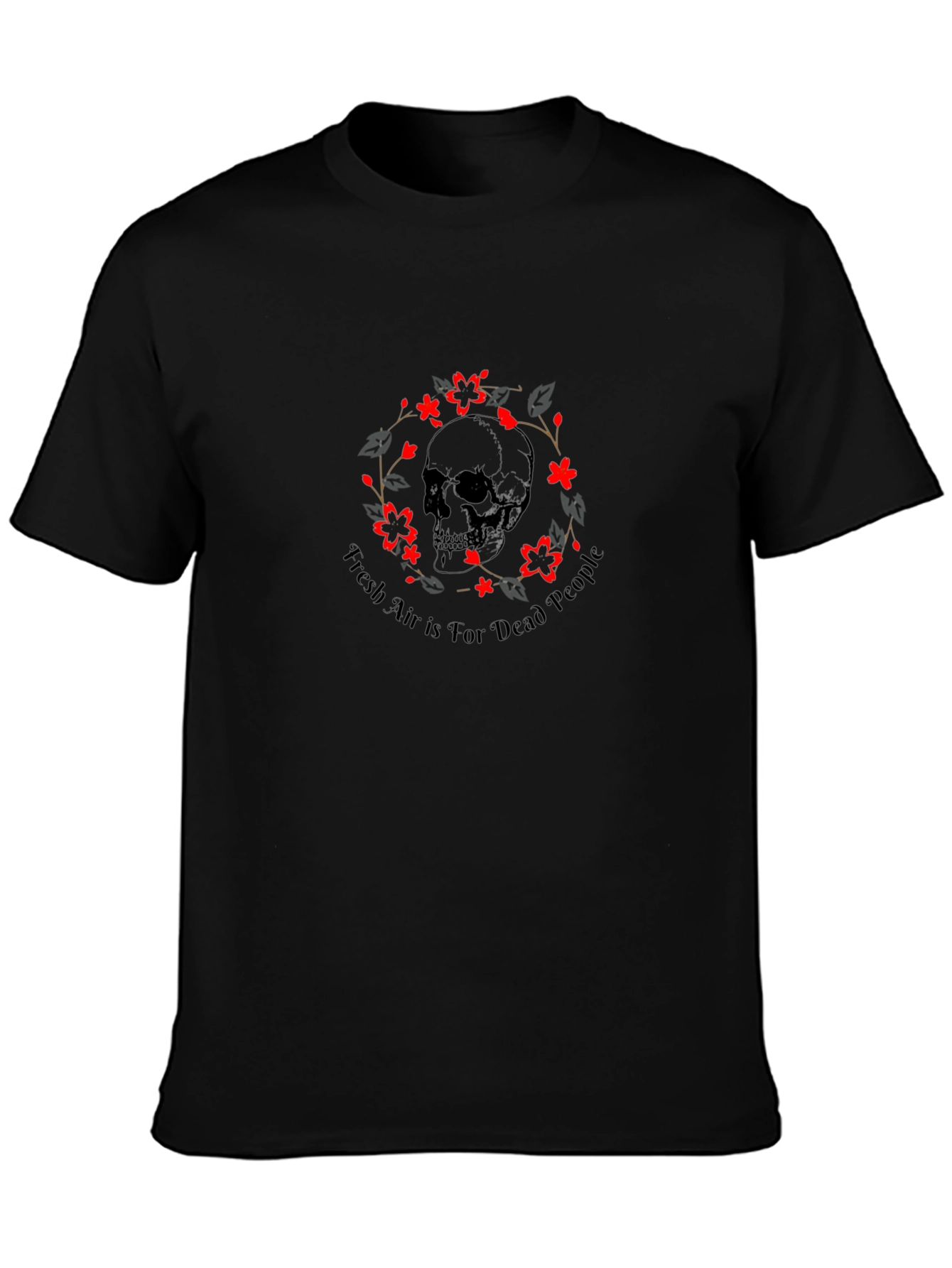 Edgy Skull & Floral Wreath Graphic Tee
