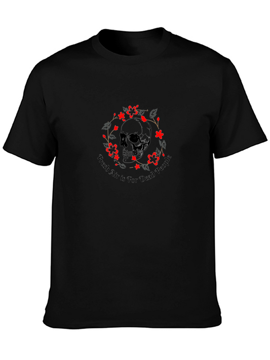 Edgy Skull & Floral Wreath Graphic Tee