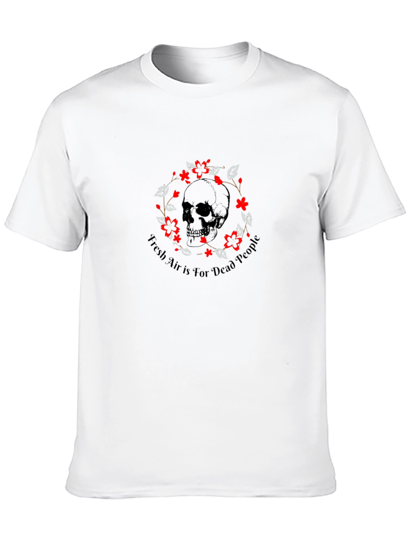 Edgy Skull & Floral Wreath Graphic Tee