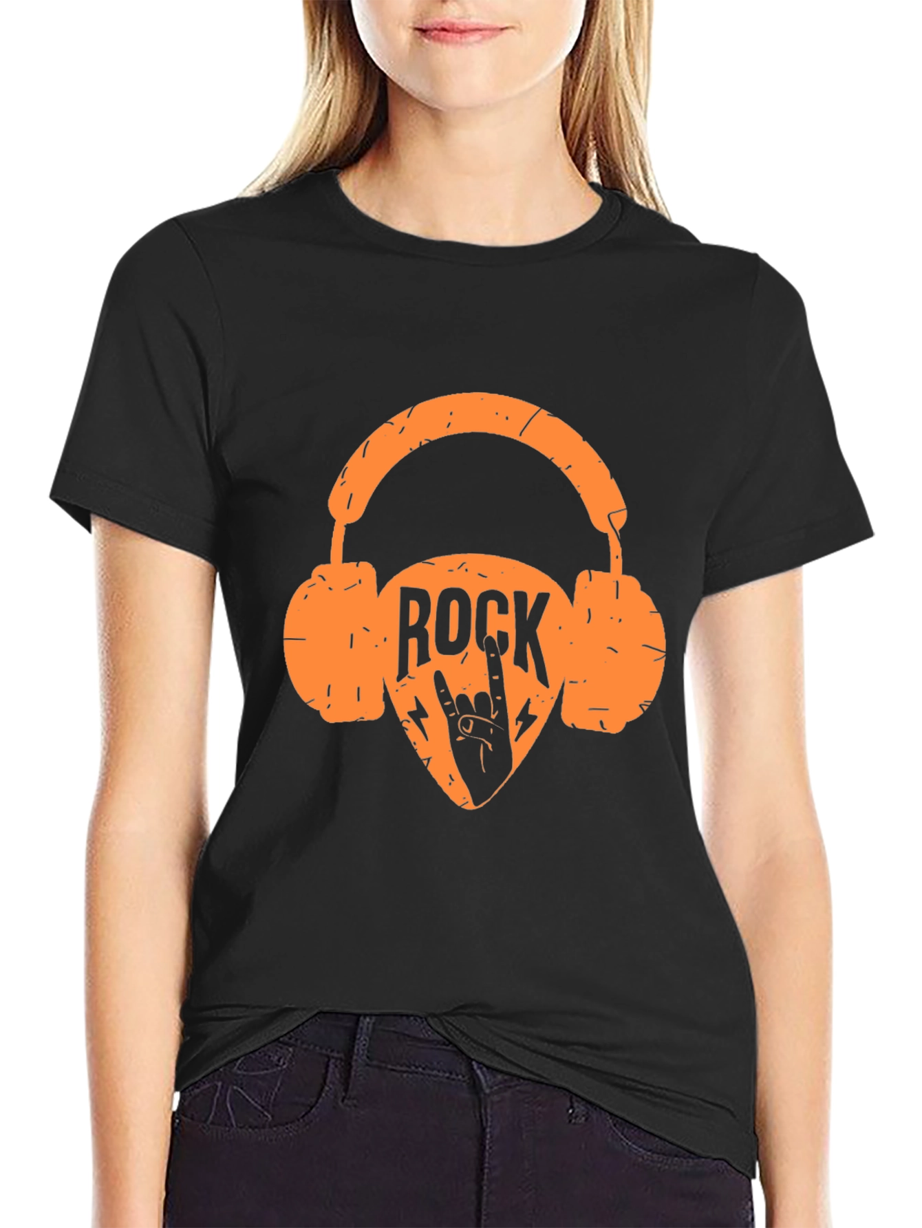 Rock Music Headphones Graphic Tee - Black T-Shirt