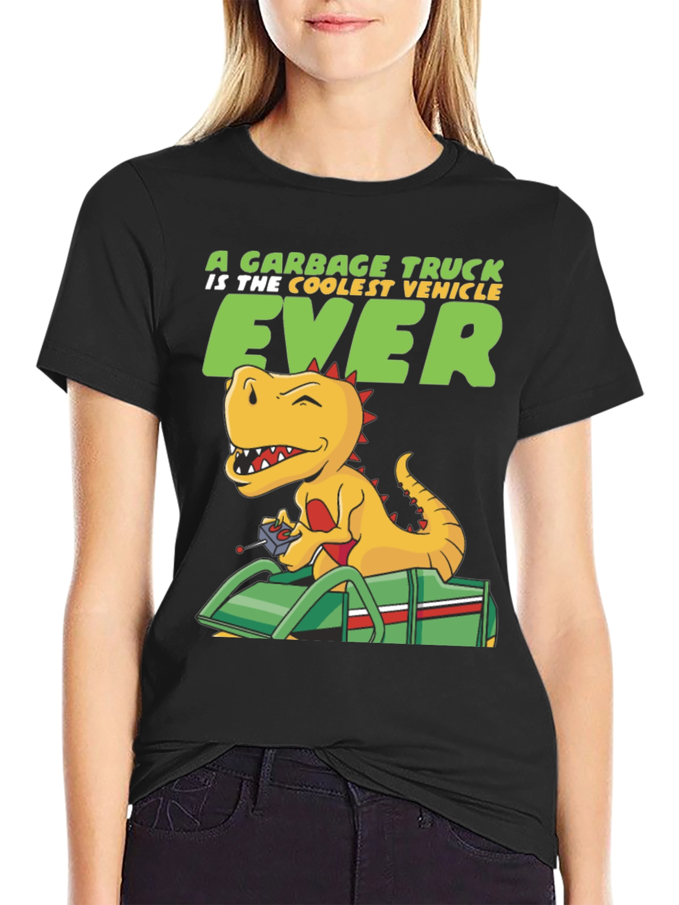 Cool Dinosaur Garbage Truck T-Shirt