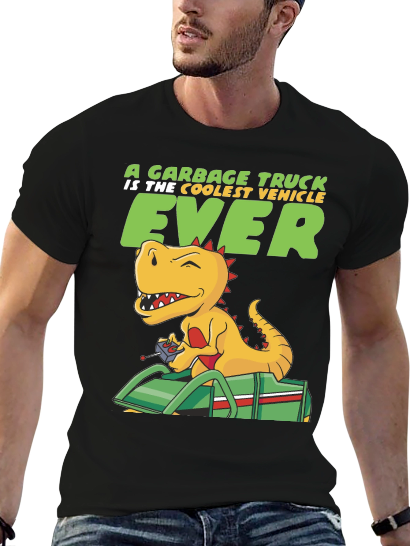 Cool Dinosaur Garbage Truck T-Shirt