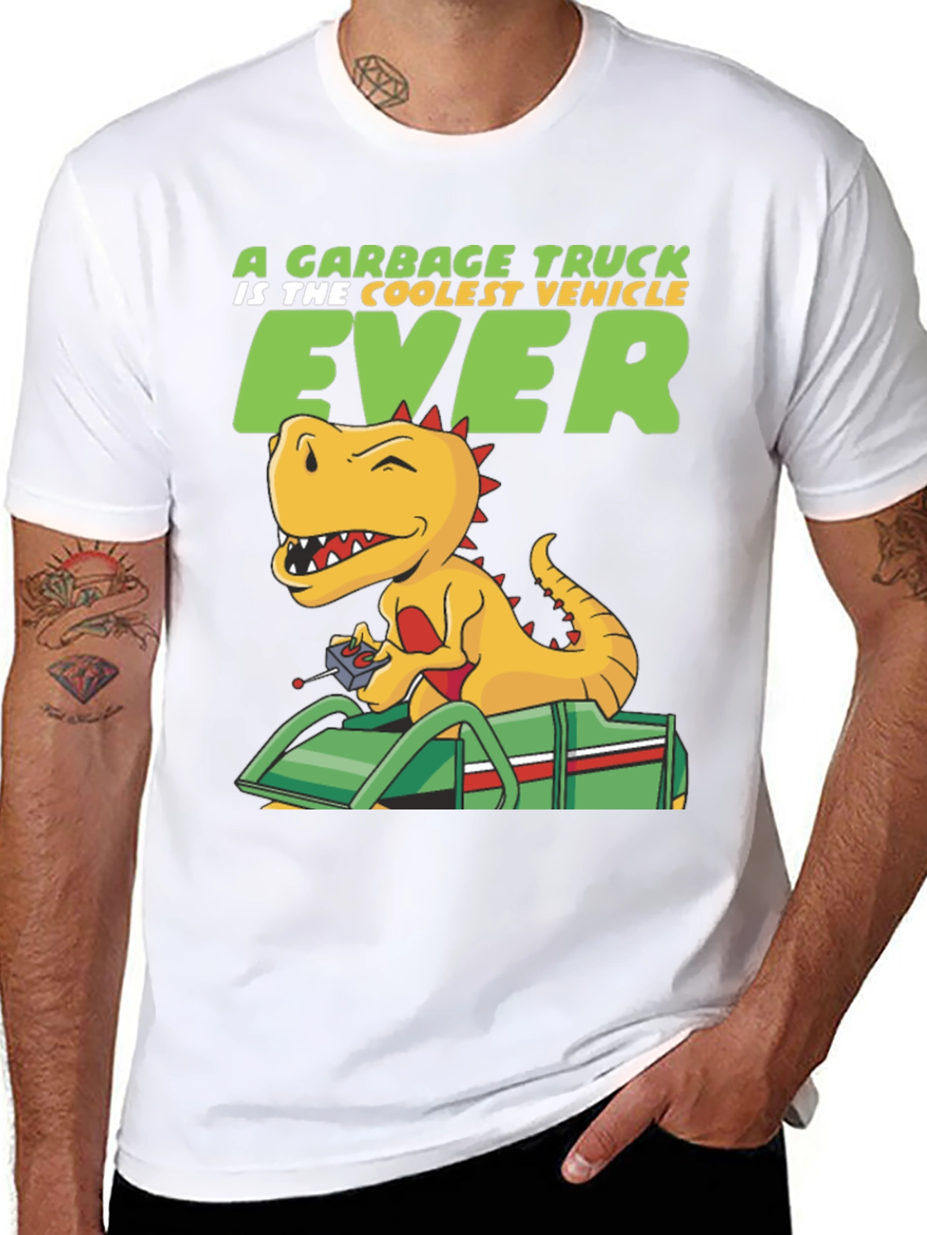 Cool Dinosaur Garbage Truck T-Shirt