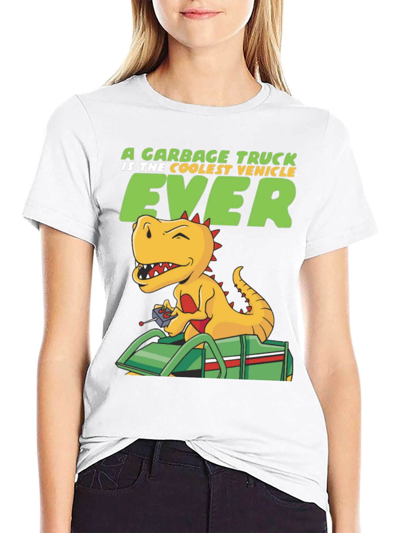 Cool Dinosaur Garbage Truck T-Shirt