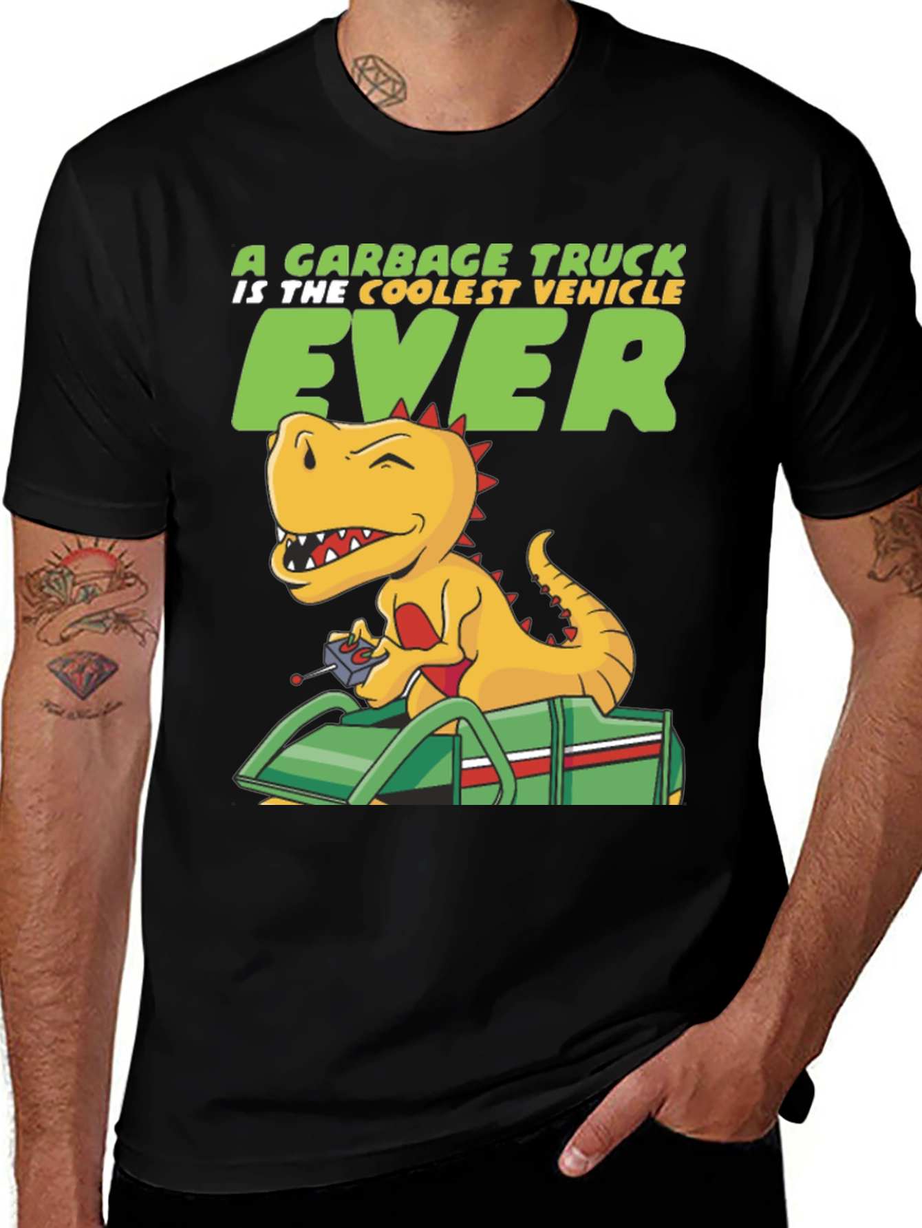 Cool Dinosaur Garbage Truck T-Shirt