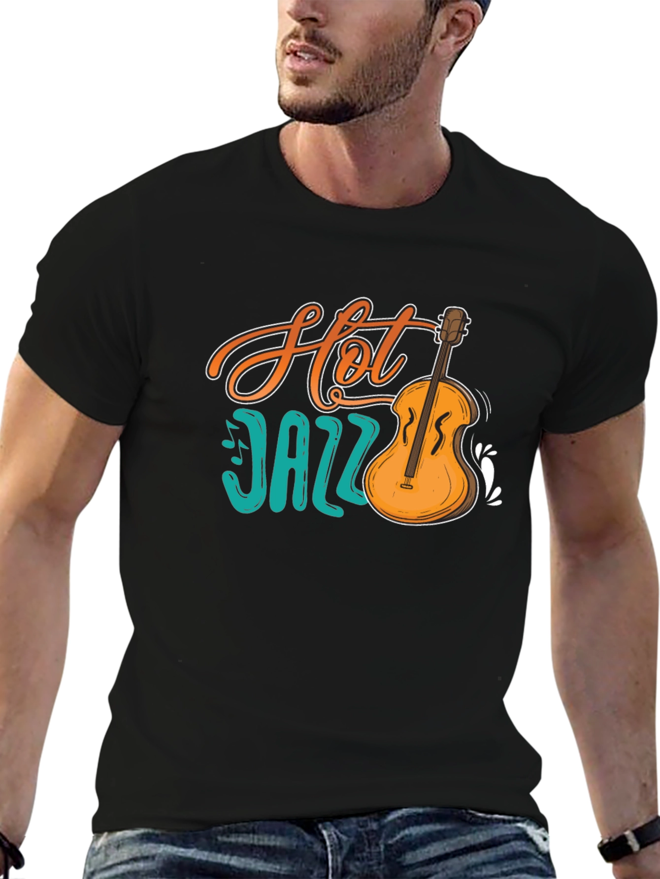 Hot Jazz Graphic Print Black T-Shirt