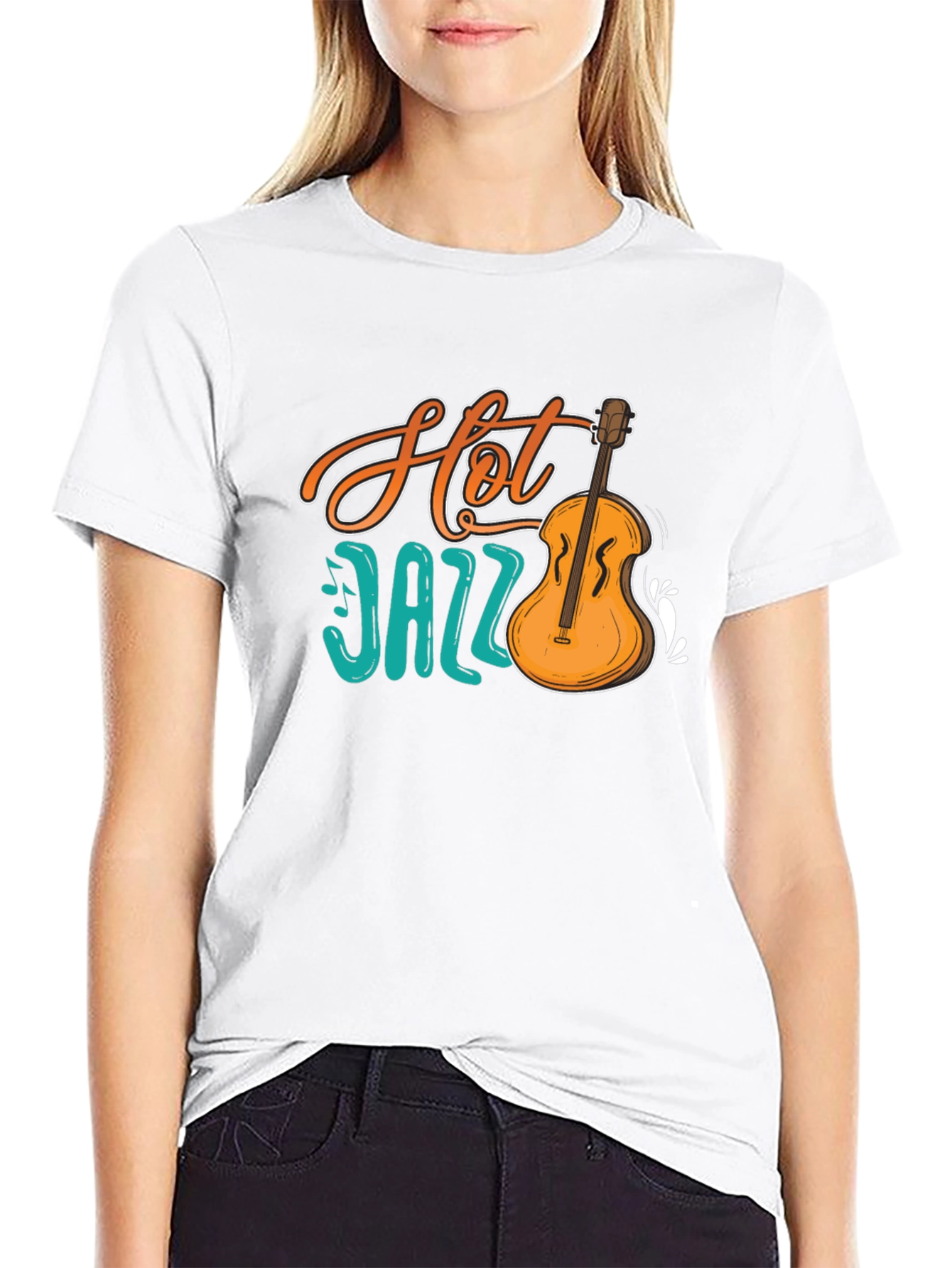 Hot Jazz Graphic Print Black T-Shirt