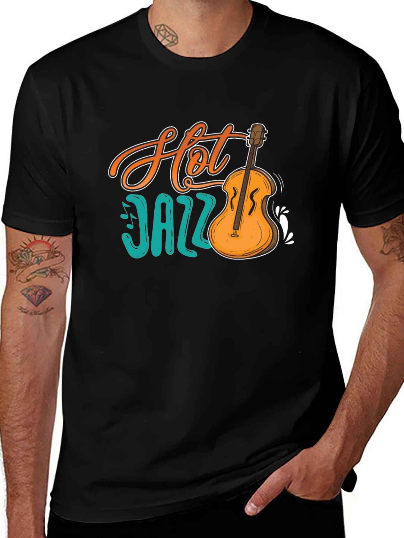 Hot Jazz Graphic Print Black T-Shirt