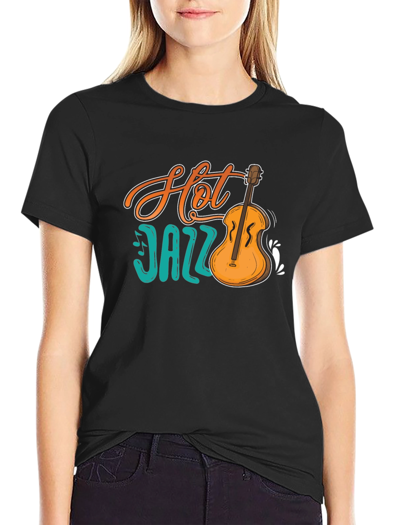 Hot Jazz Graphic Print Black T-Shirt