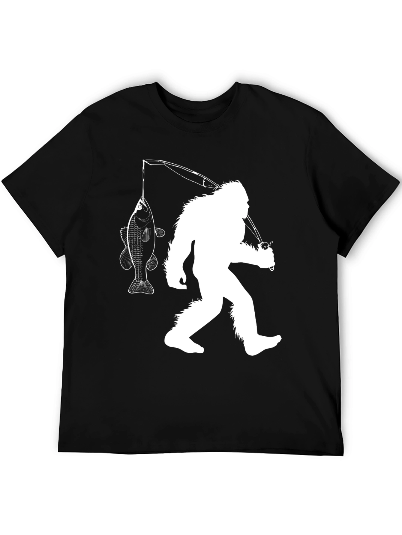 Bigfoot Fishing Graphic T-Shirt